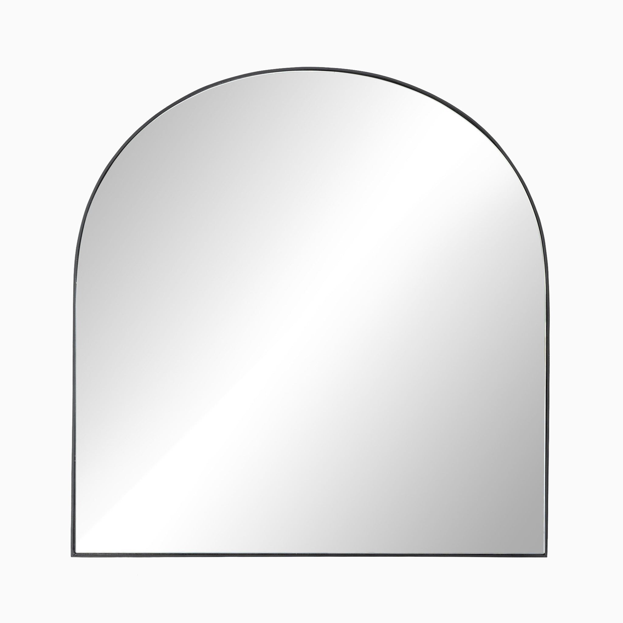 Wider arched mirror with a matte black frame, offering a bold yet elegant statement for expansive vanity spaces.