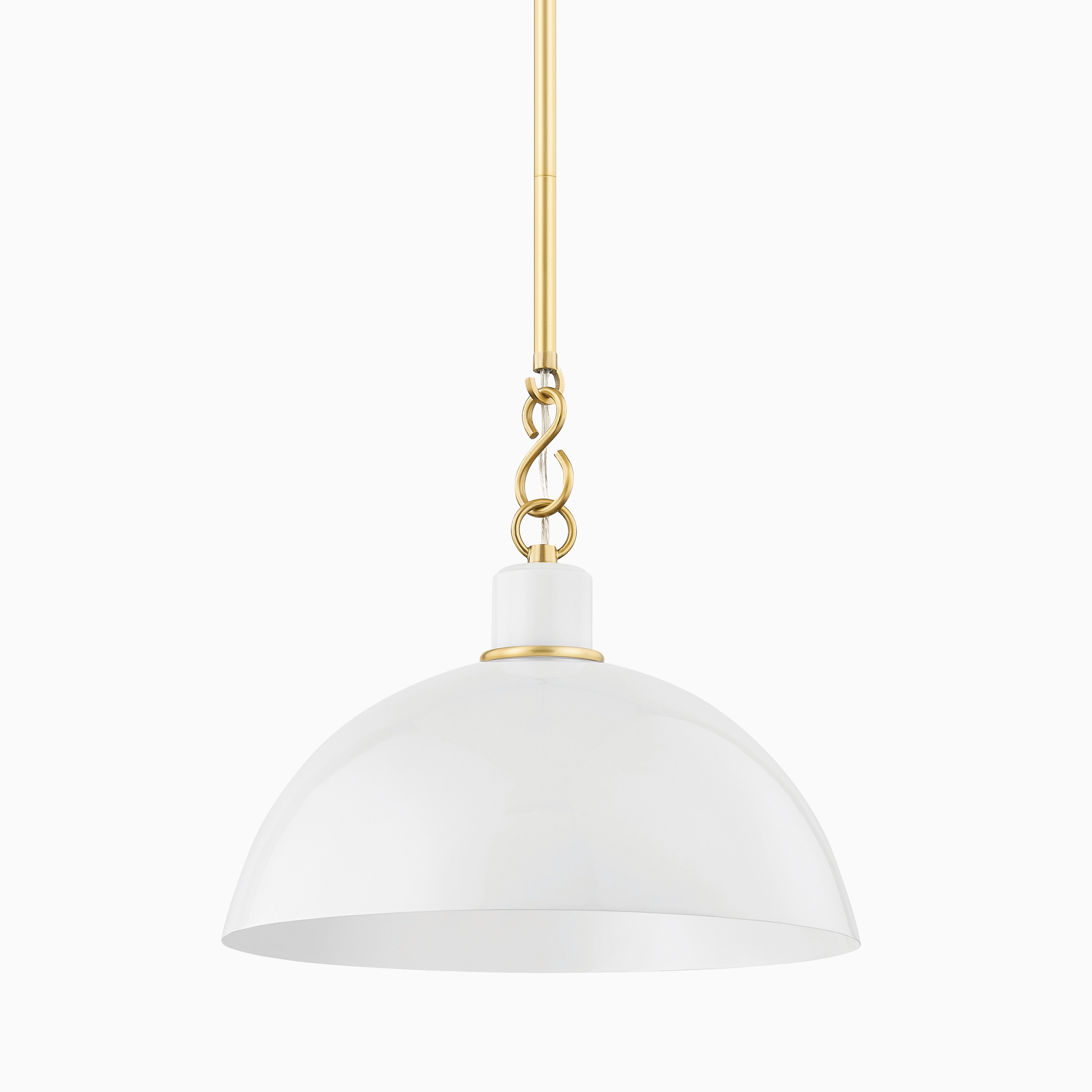 Halsey 13" Pendant in White & Aged Brass
