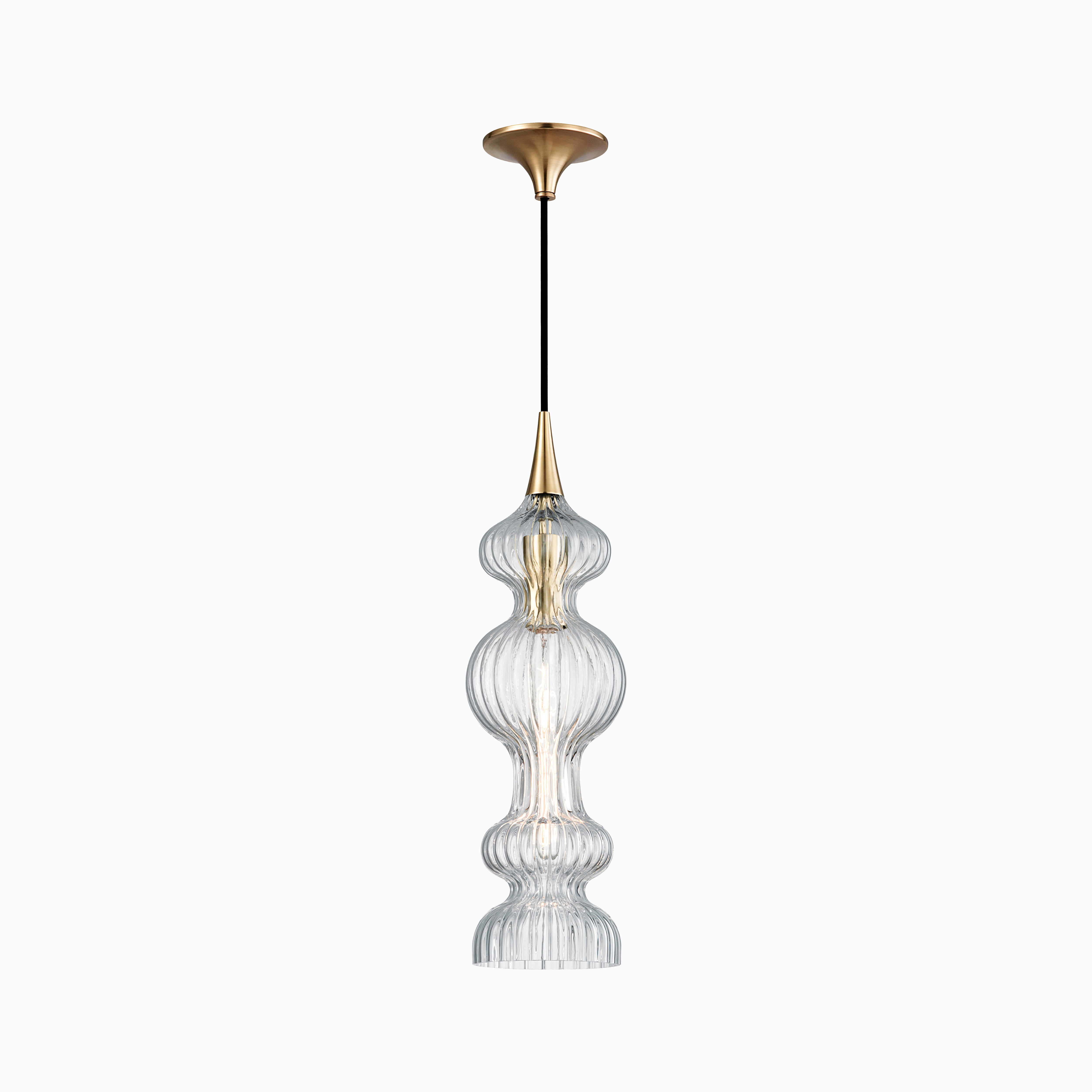 Satine Pendant In Aged Brass Clear