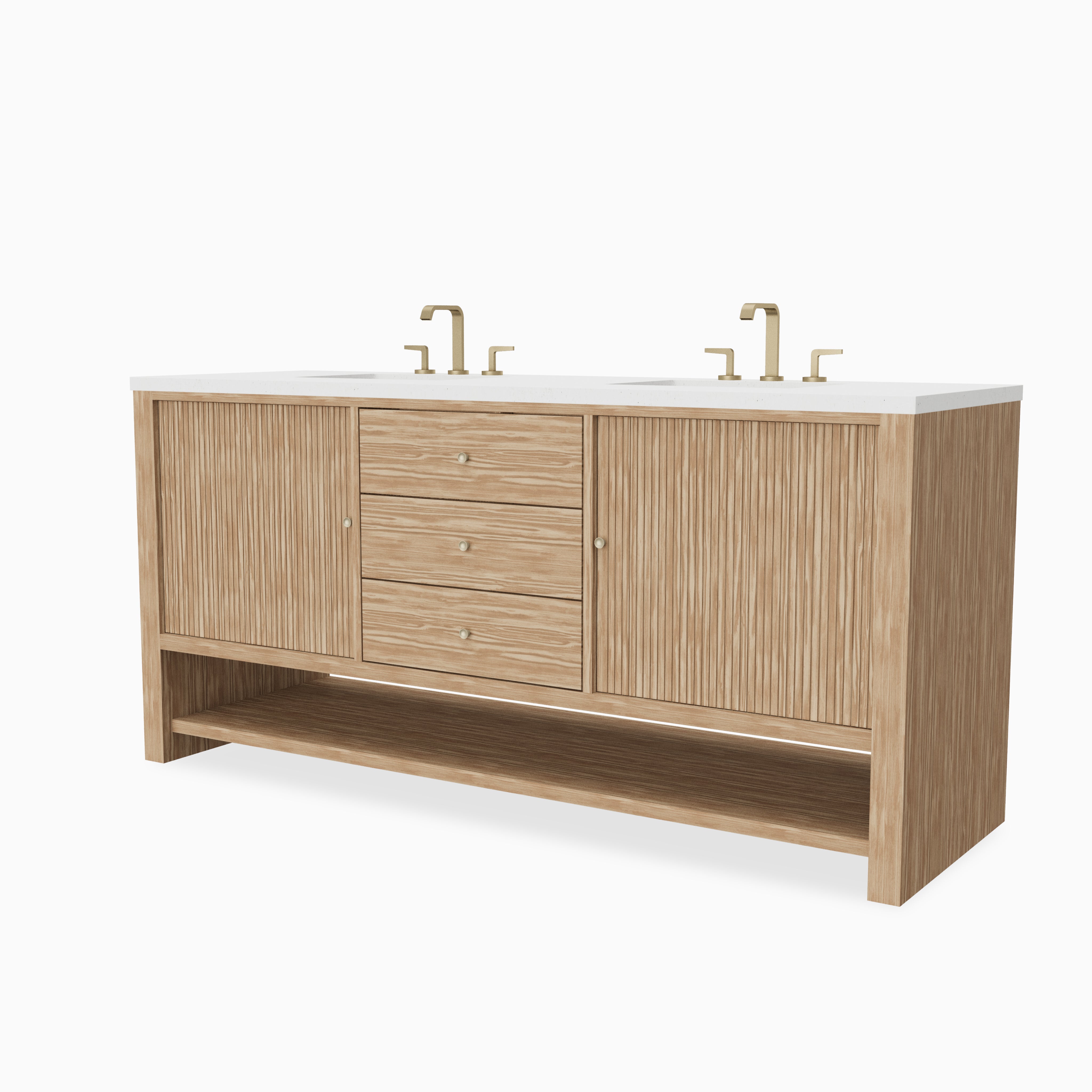Holly 72" Double Vanity in Sunwashed Oak with 3 cm Lime Delight Quartz Top