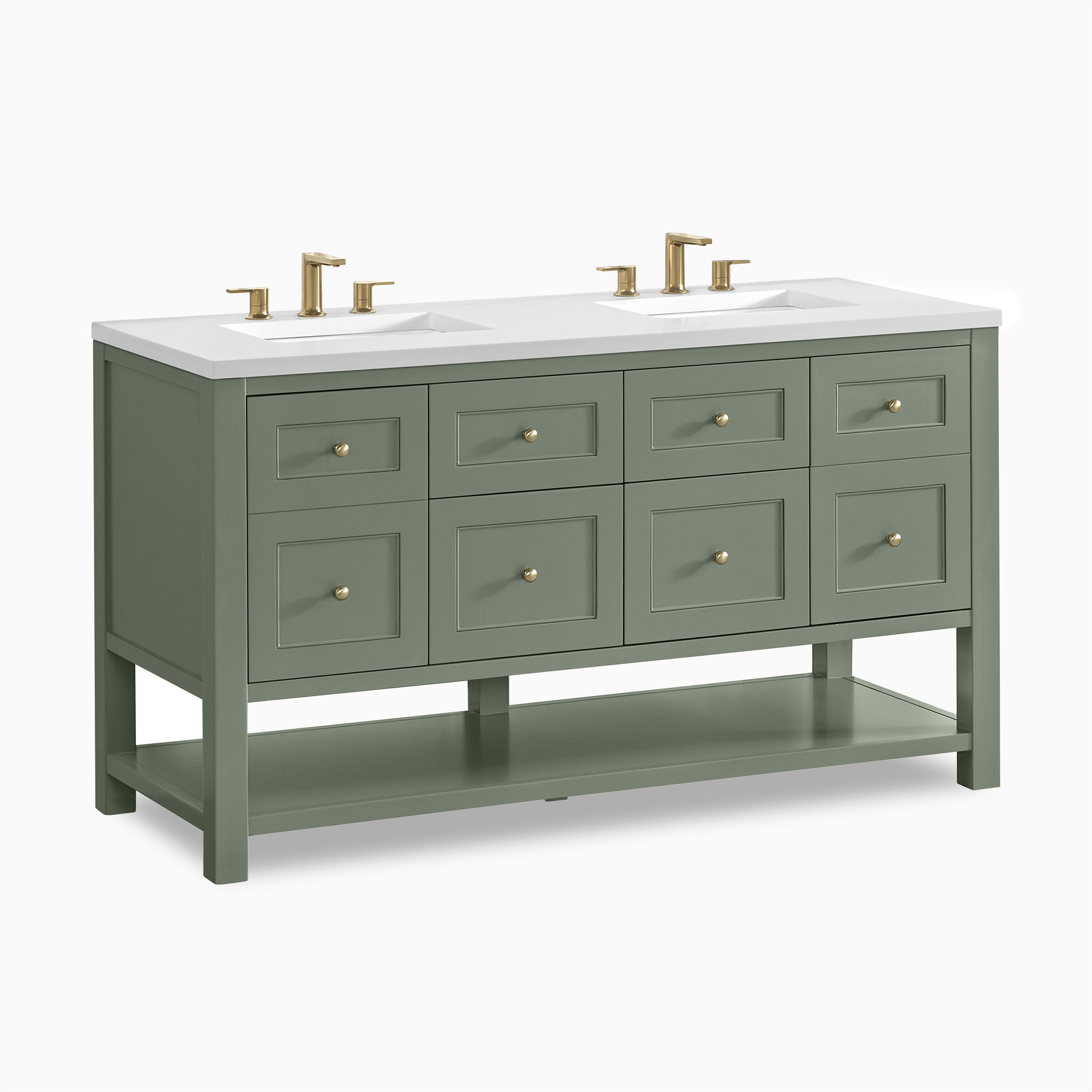 Bridgette 60" Double Vanity in Smokey Celadon with 3 cm White Zeus Quartz Top