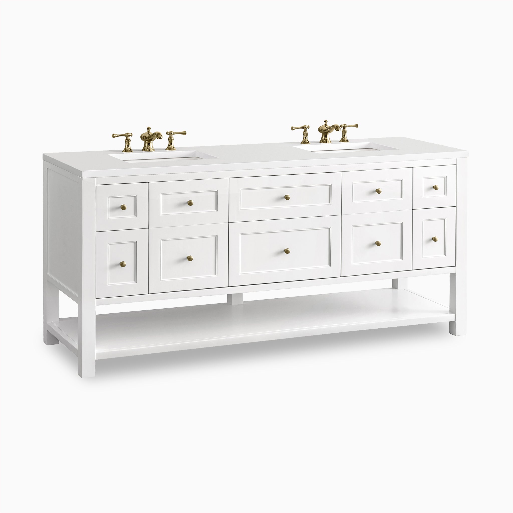 Bridgette 72" Double Vanity in Bright White with 3 cm White Zeus Quartz Top