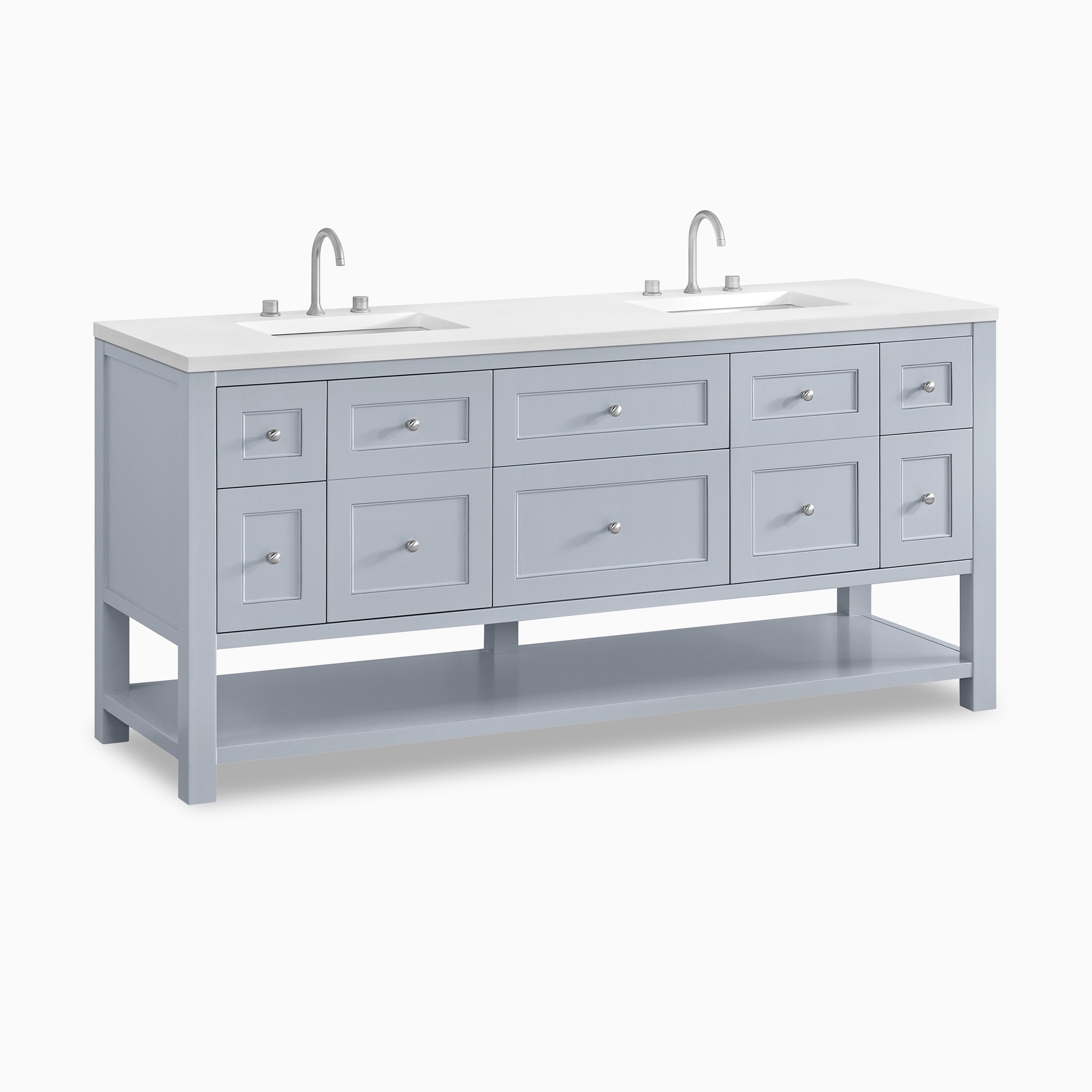 Bridgette 72" Double Vanity in Serenity Blue with 3 cm White Zeus Quartz Top
