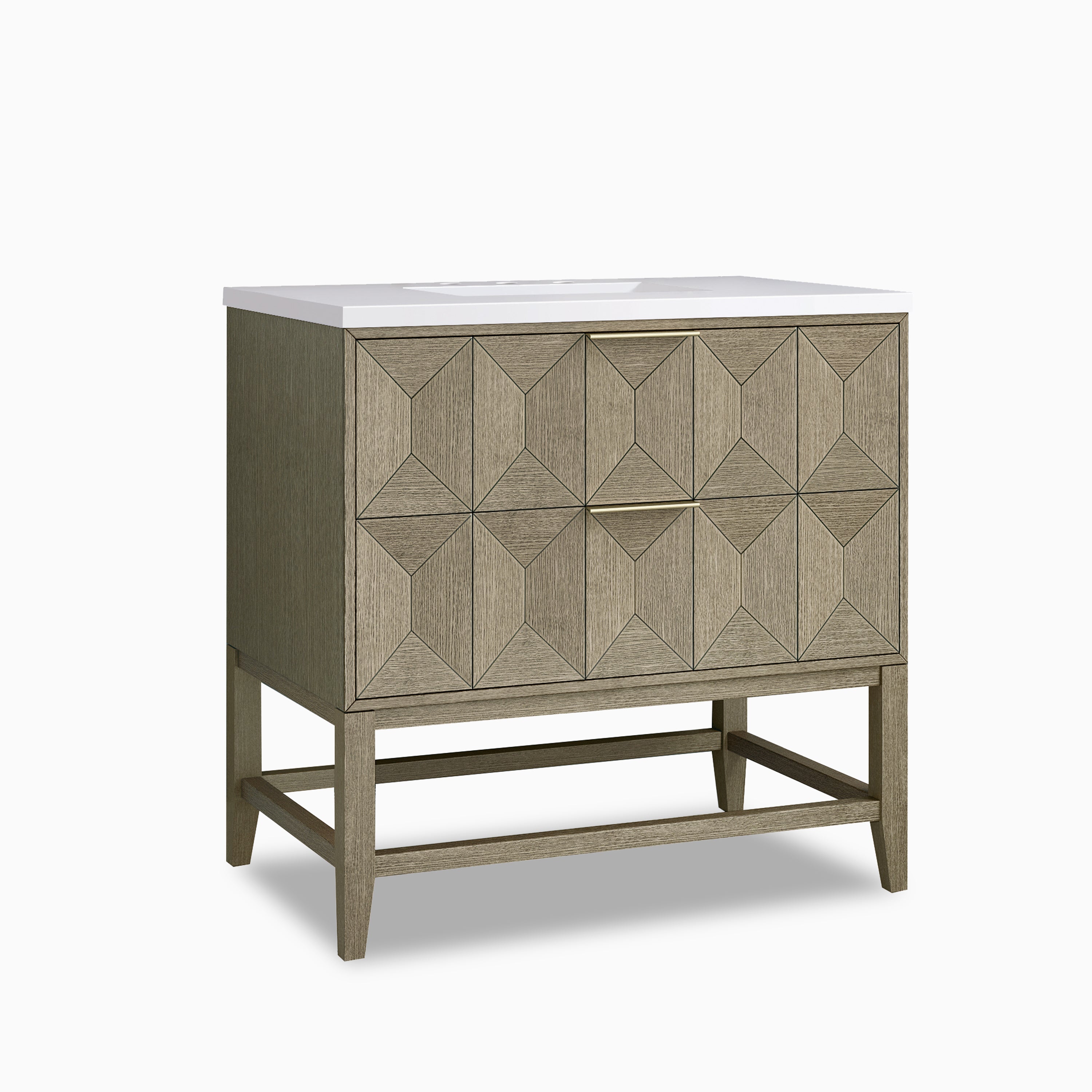 Gwen 36" Single Vanity in Pebble Oak with 3 cm White Zeus Quartz Top