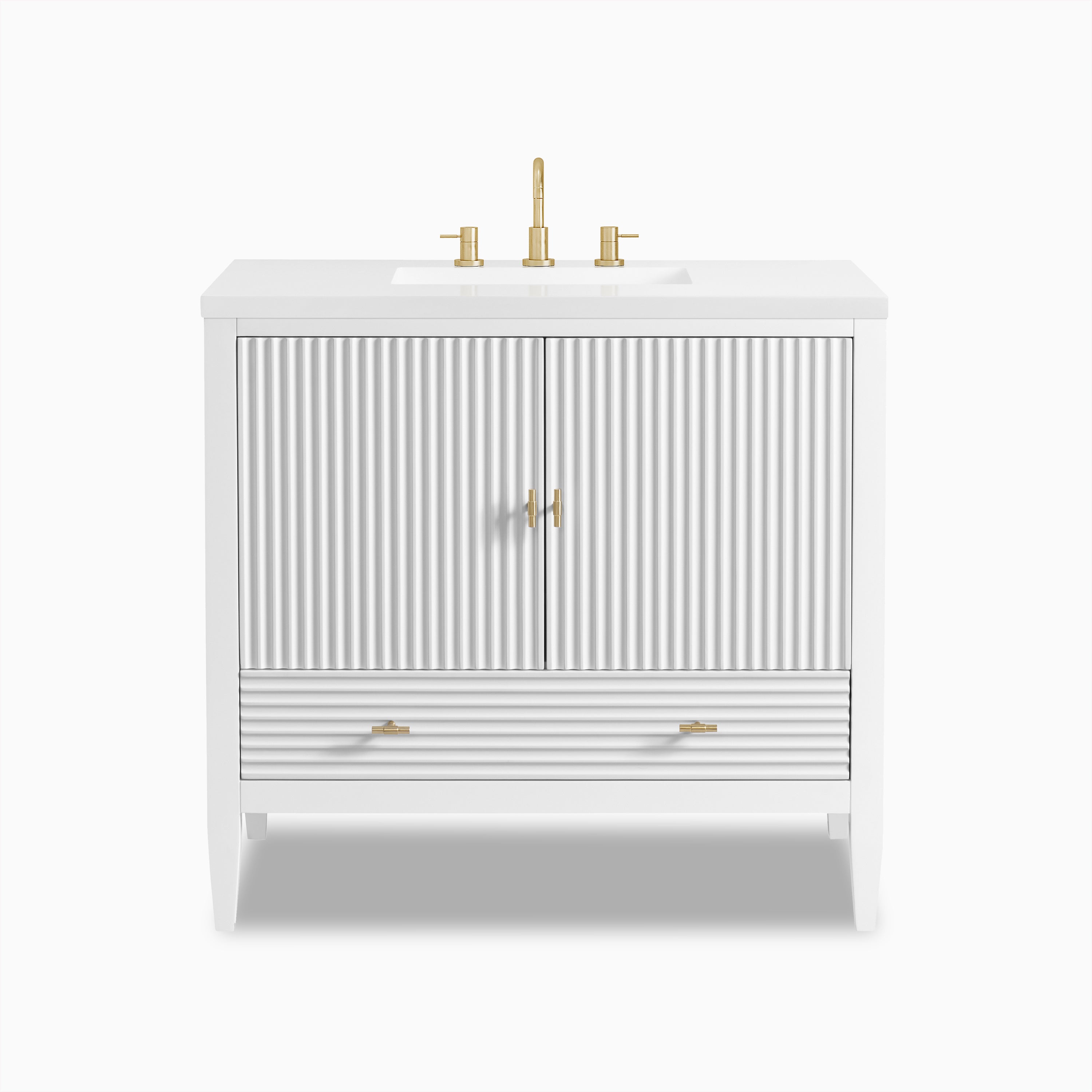 Sasha 36" Single Vanity in Bright White with 3 cm White Zeus Quartz Top