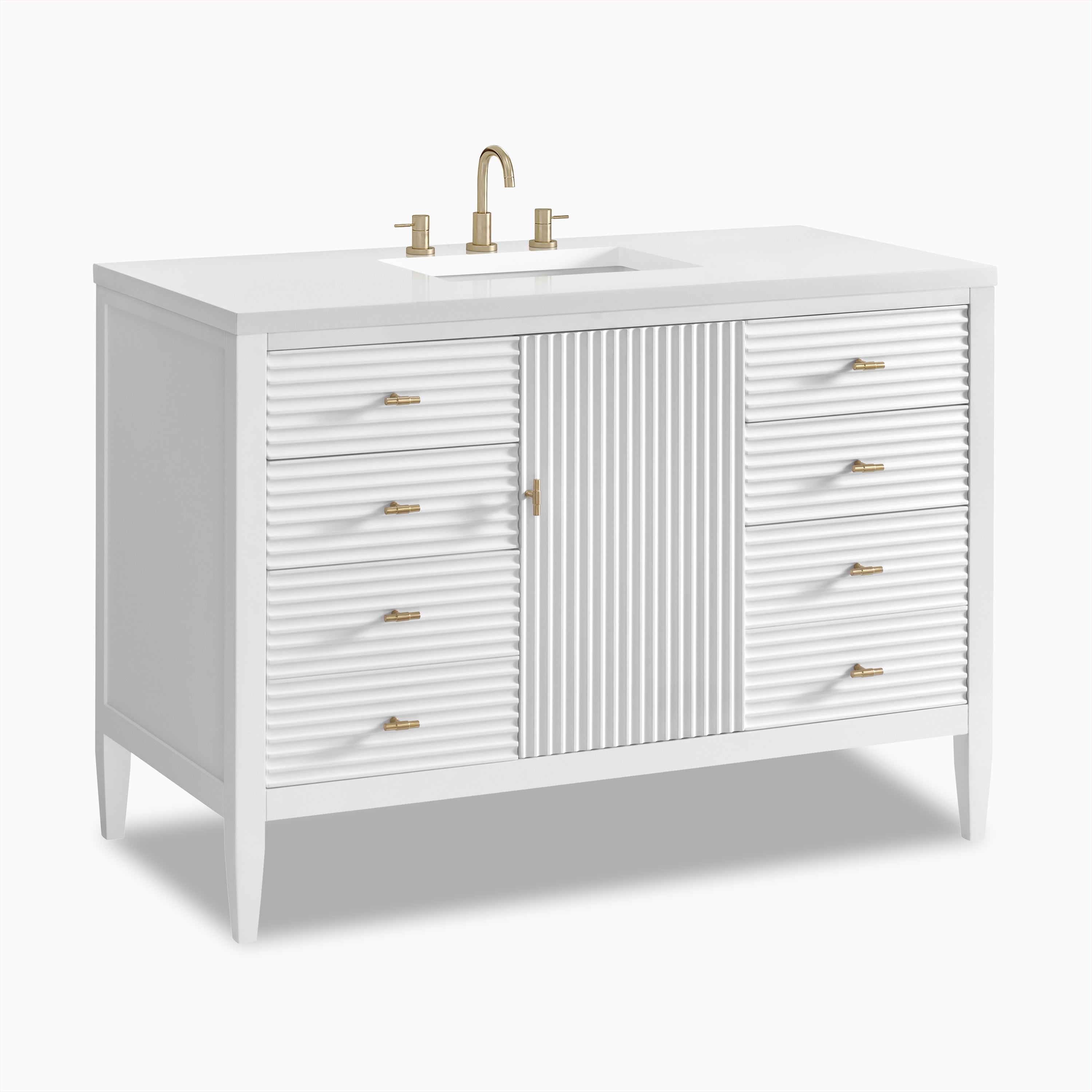 Sasha 48" Single Vanity in Bright White with 3 cm White Zeus Quartz Top