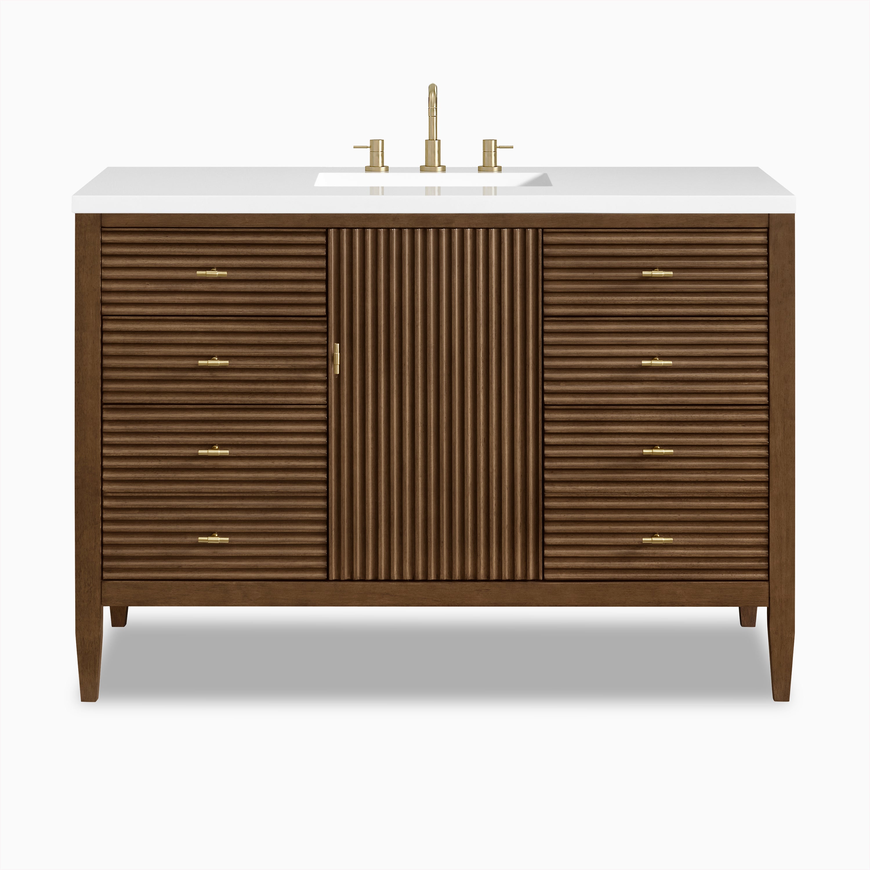 Sasha 48" Single Vanity in Mid Century Walnut with 3 cm White Zeus Quartz Top