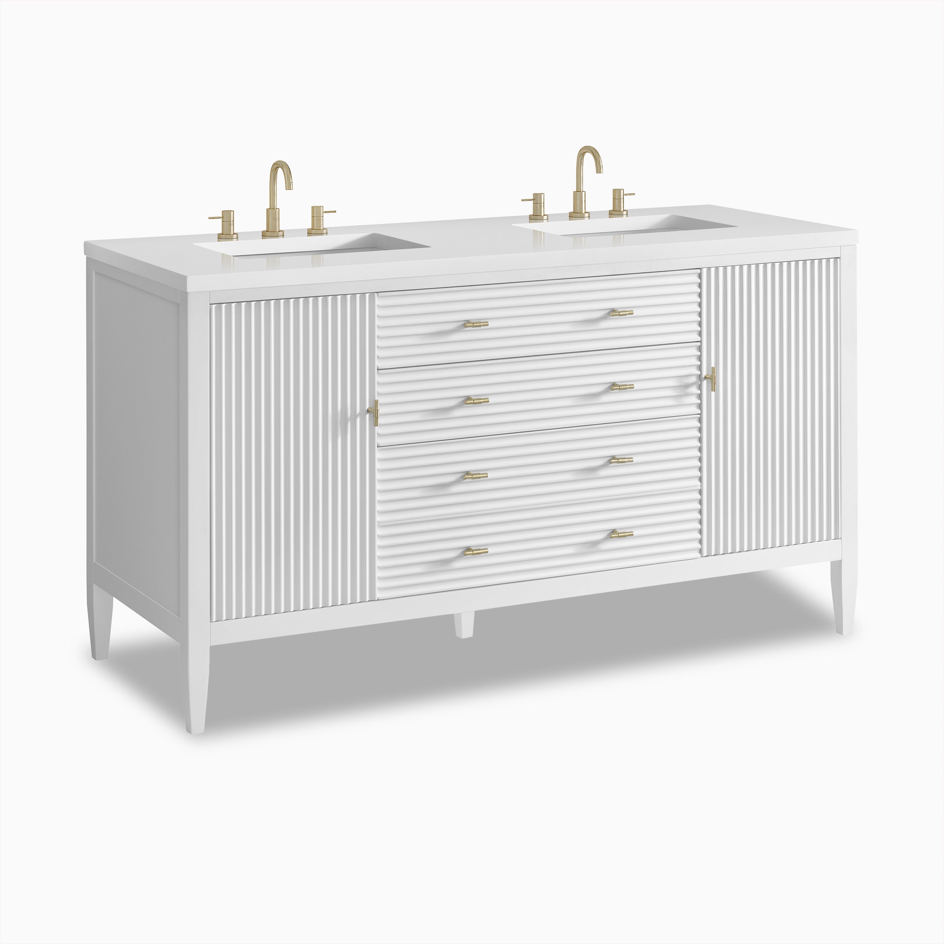 Sasha 60" Double Vanity in Bright White with 3 cm White Zeus Quartz Top