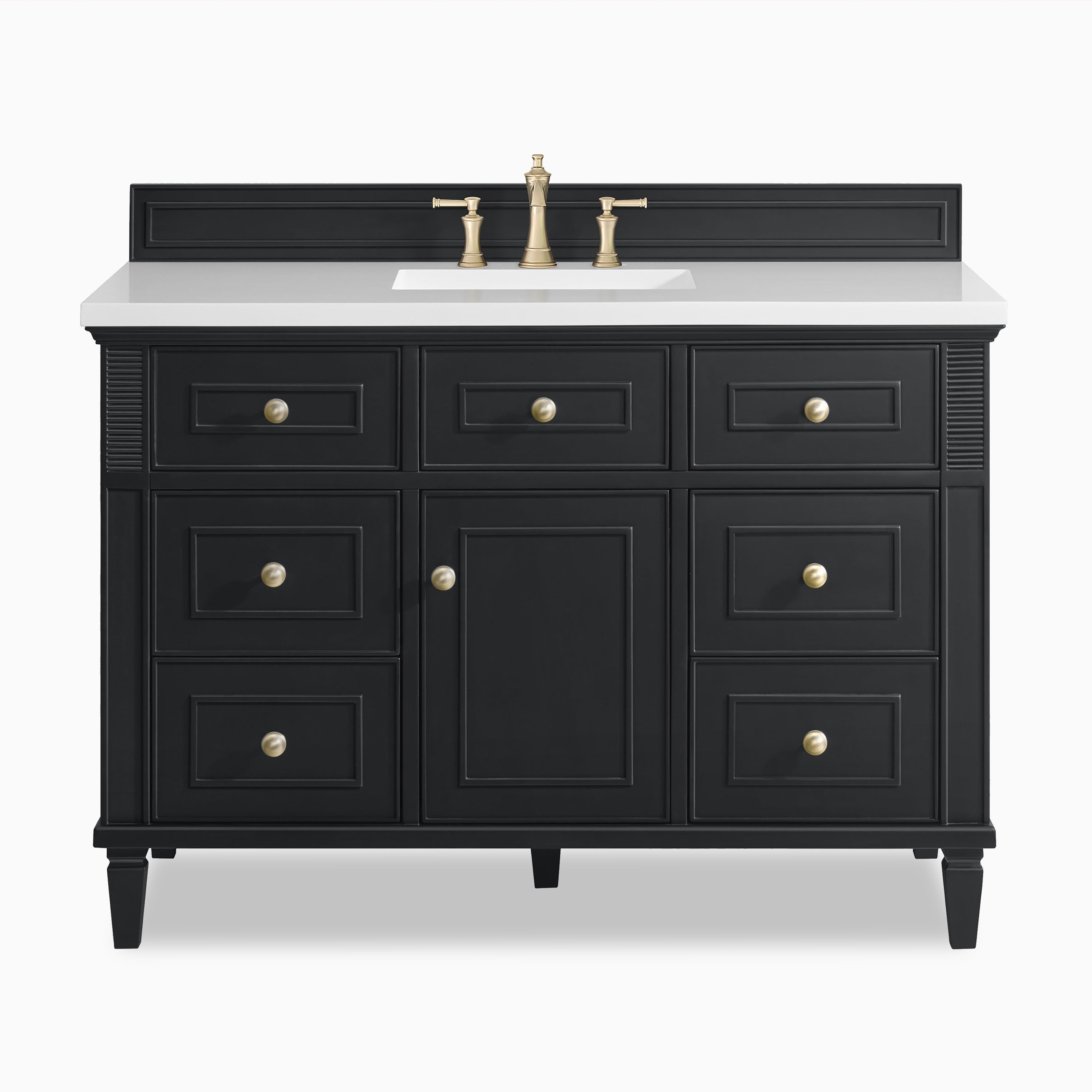 Elodie 48" Single Vanity in Black Onyx with 3 cm White Zeus Quartz Top