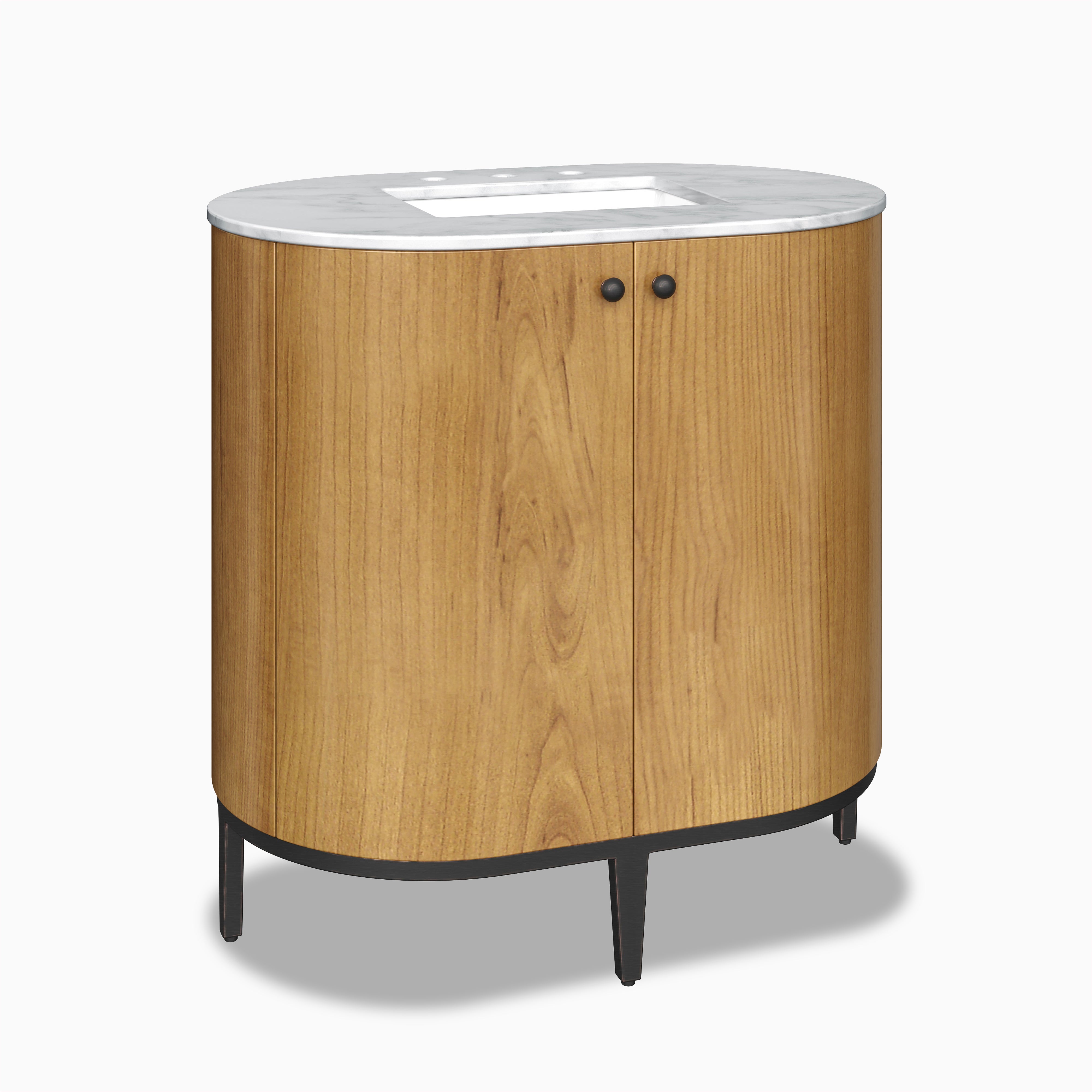 Atticus 36" Single Vanity in Rustic Oak with Carrara Marble Top