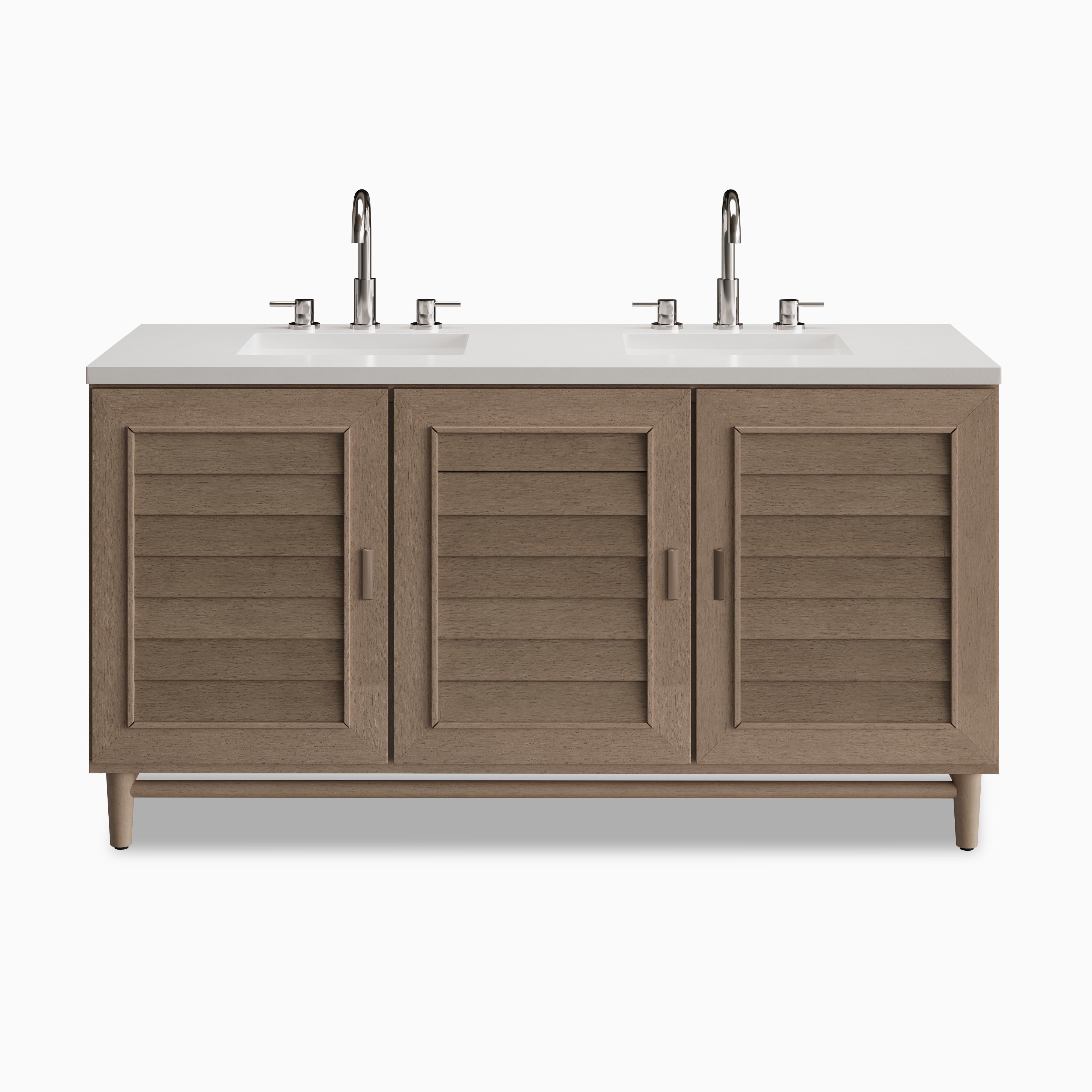 Trisha 60" Double Vanity in Whitewashed Walnut with 3 cm White Zeus Quartz Top