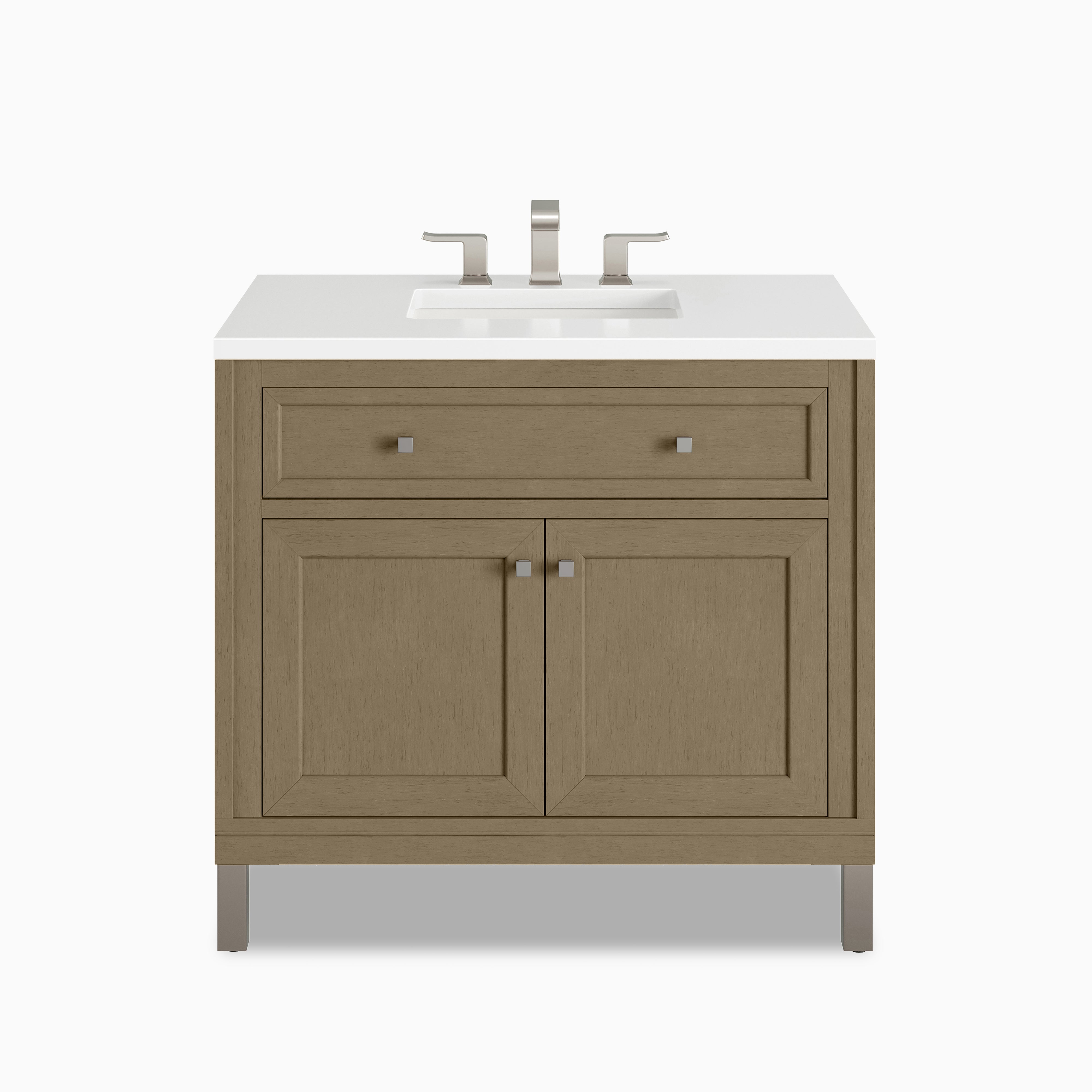 Janelle 36" Single Vanity in Walnut Whisper with 3 cm White Zeus Silestone¨ Top