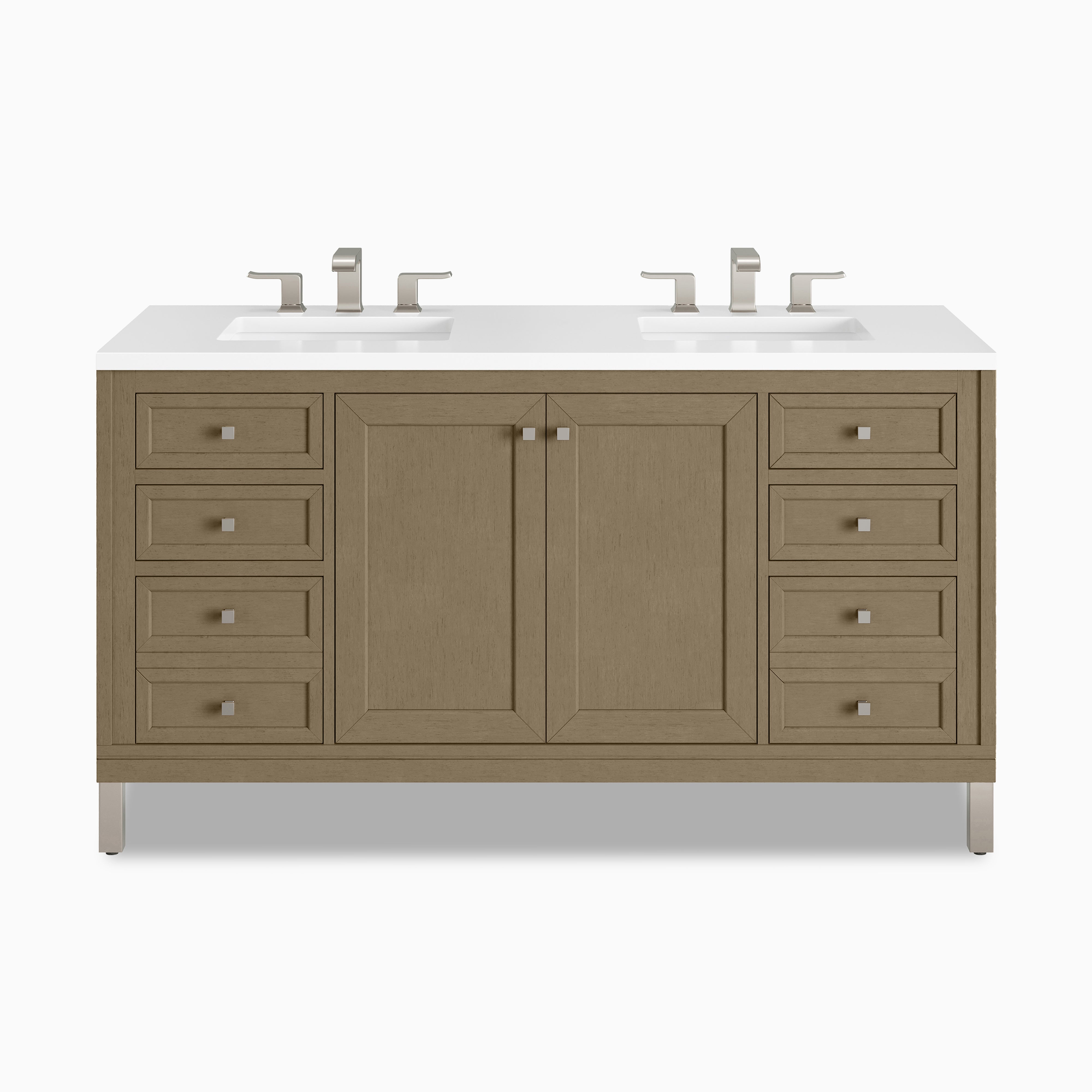 Janelle 60" Double Vanity in Walnut Whisper with 3 cm White Zeus Silestone¨ Top
