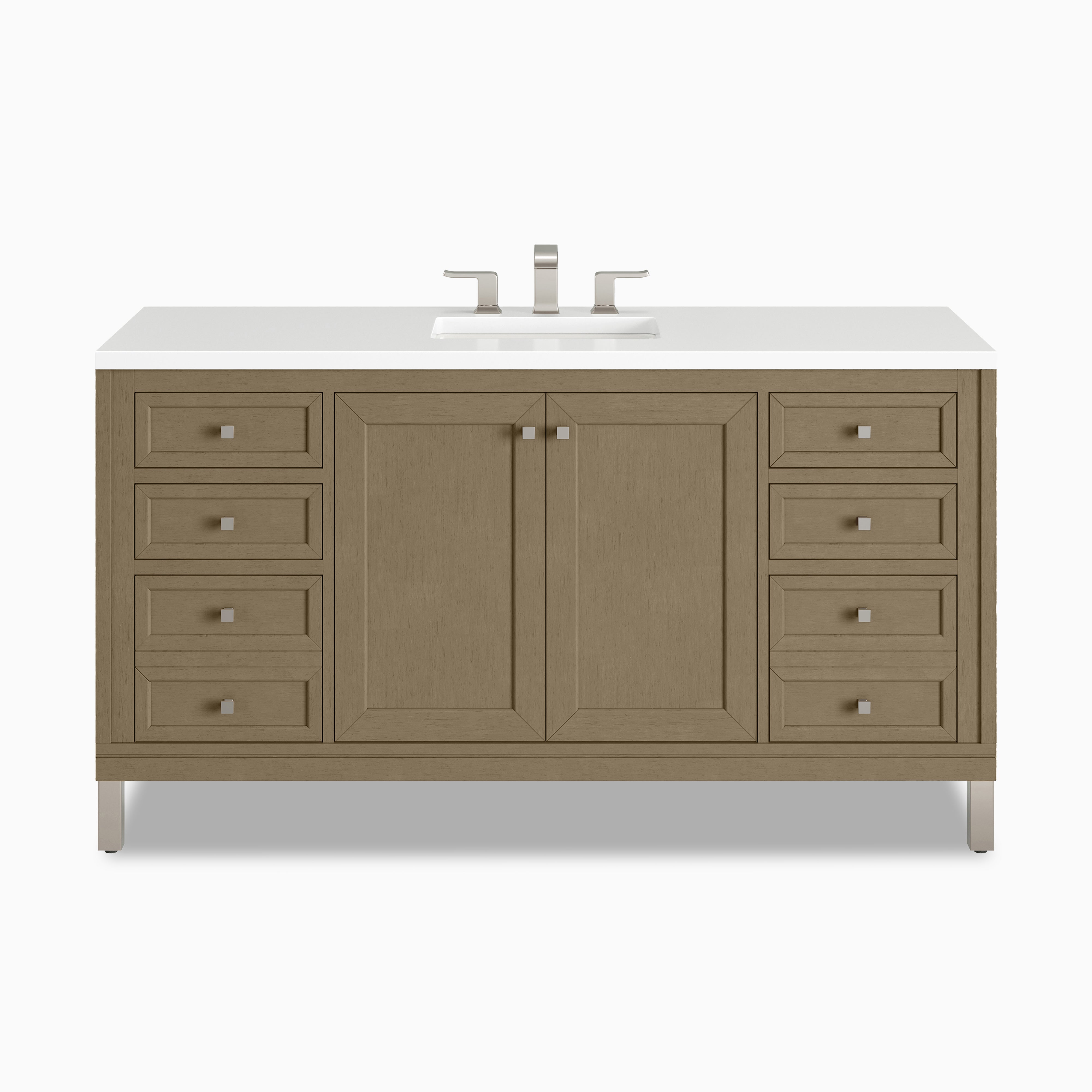 Janelle 60" Single Vanity in Walnut Whisper with 3 cm White Zeus Silestone¨ Top