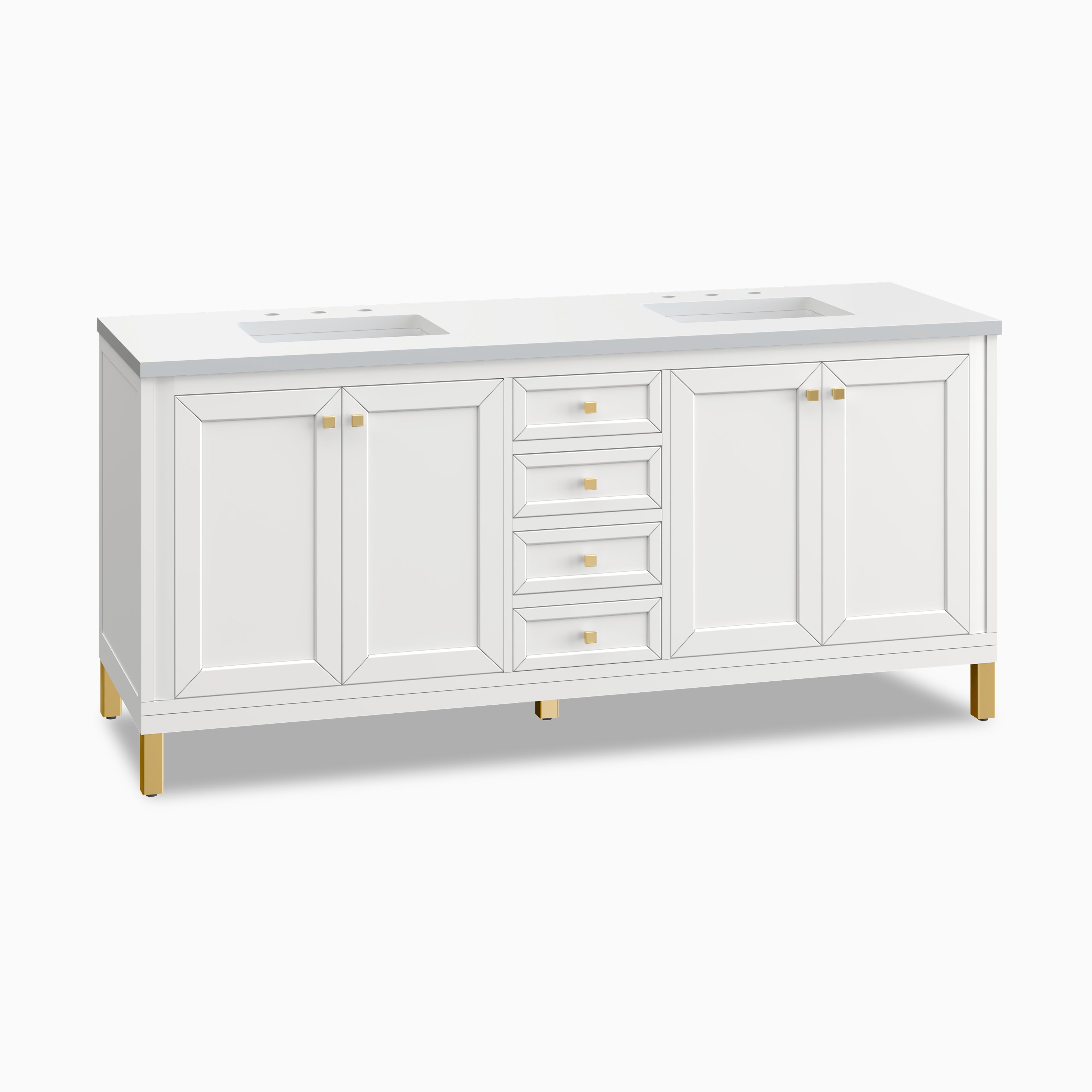 Janelle 72" Double Vanity in Glossy White with 3 cm White Zeus Silestone¨ Top