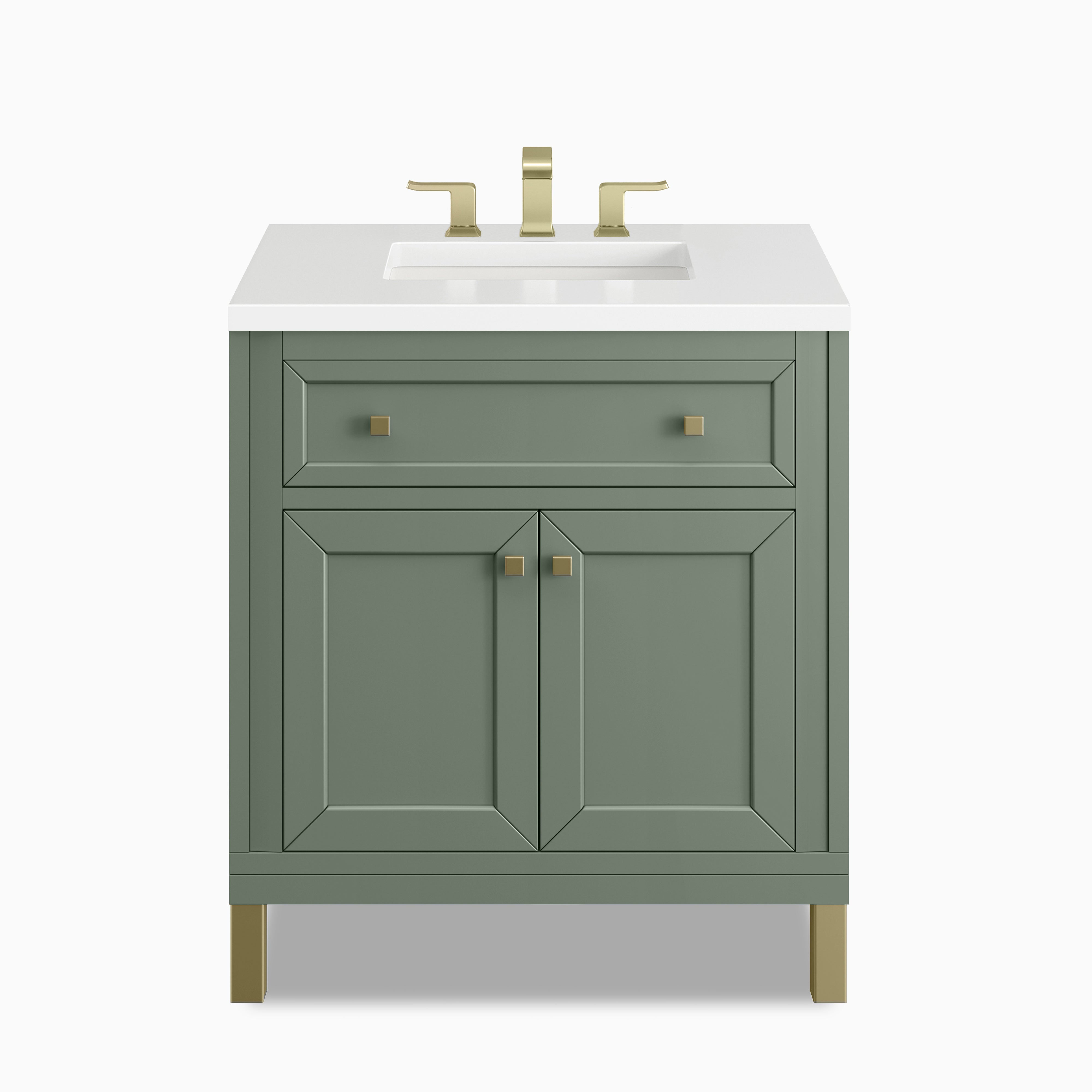 Janelle 30" Single Vanity in Smokey Celadon with 3 cm White Zeus Silestone¨ Top