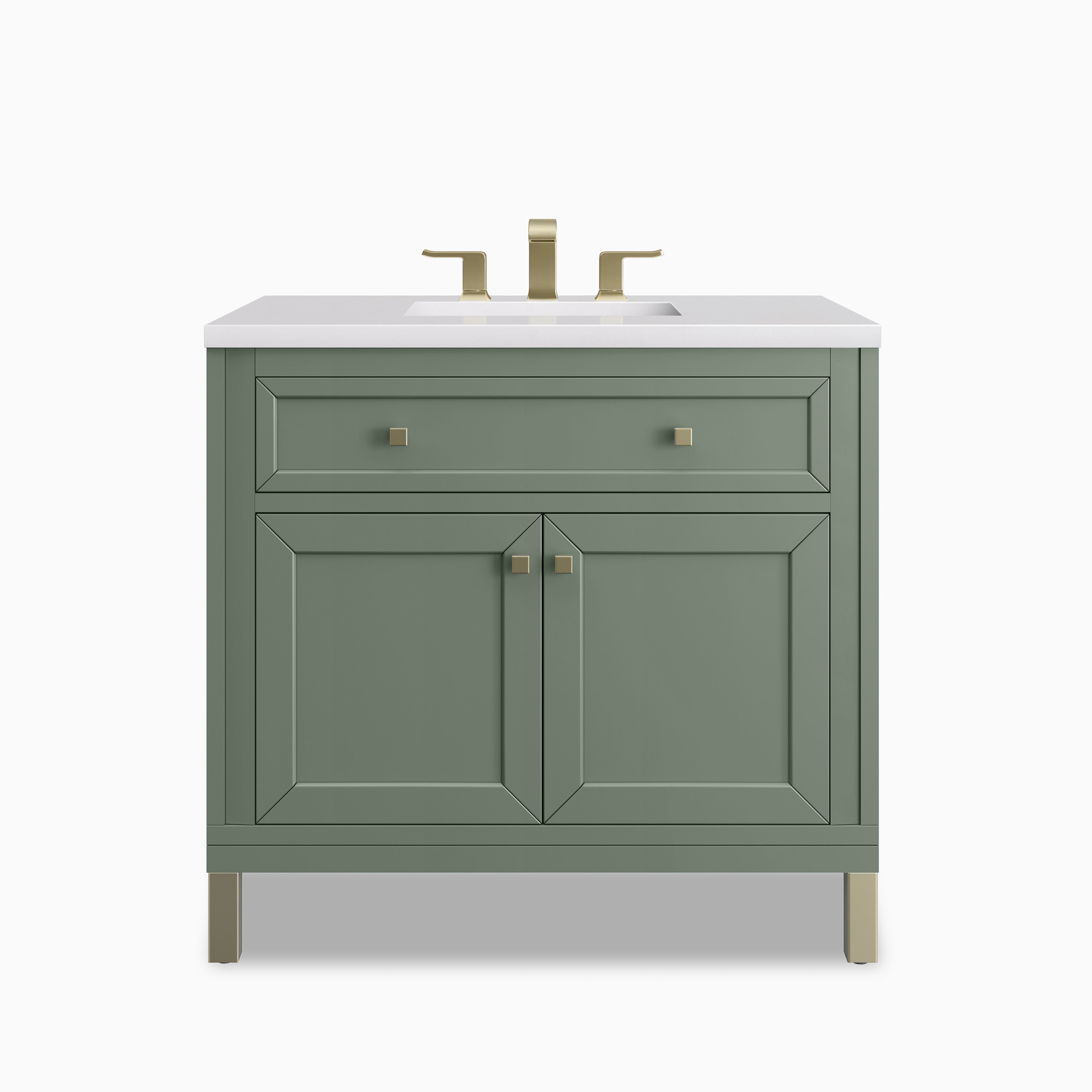 Janelle 36" Single Vanity in Smokey Celadon with 3 cm White Zeus Silestone¨ Top