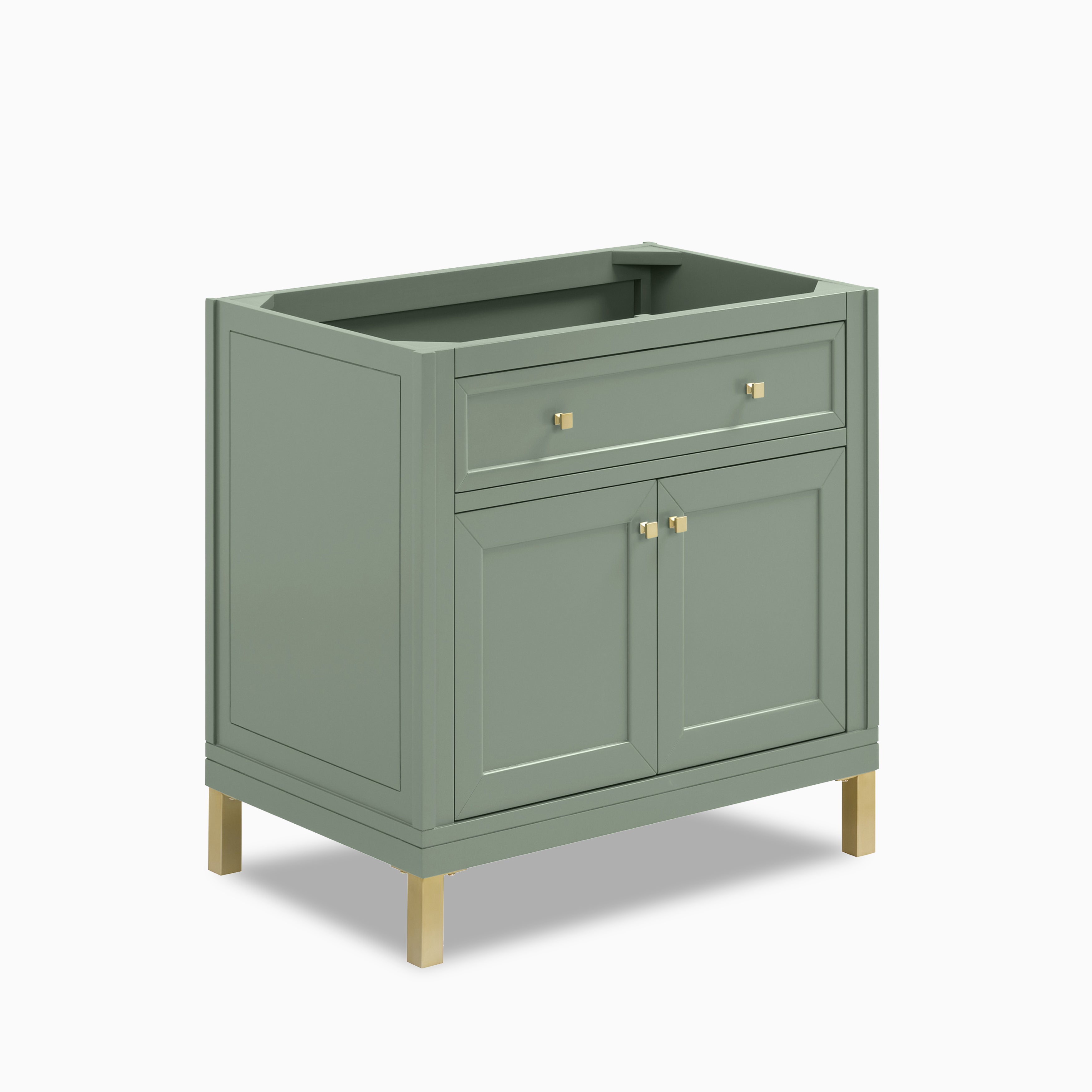 Janelle 36" Single Vanity in Smokey Celadon with 3 cm White Zeus Silestone¨ Top