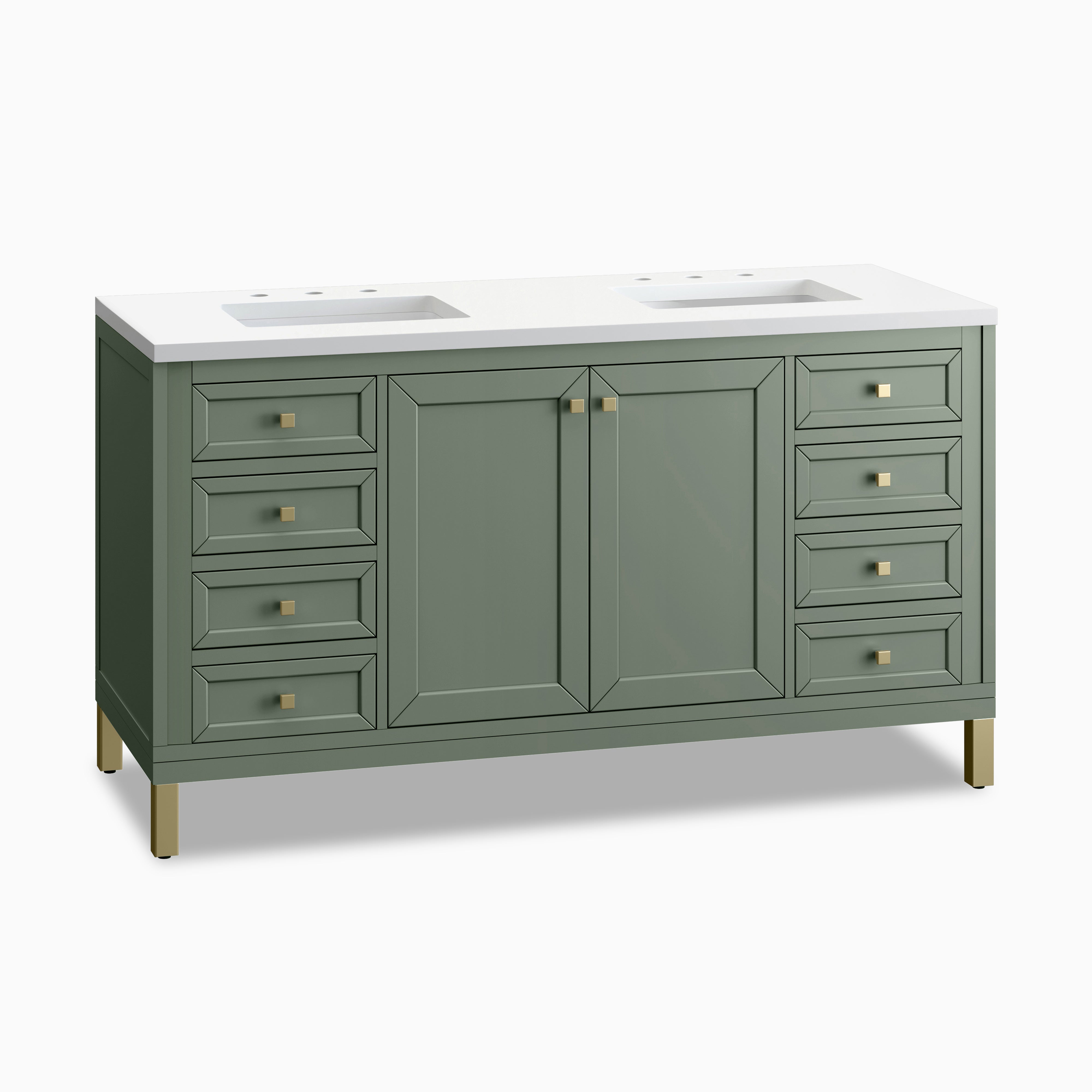 Janelle 60" Double Vanity in Smokey Celadon with 3 cm White Zeus Silestone¨ Top