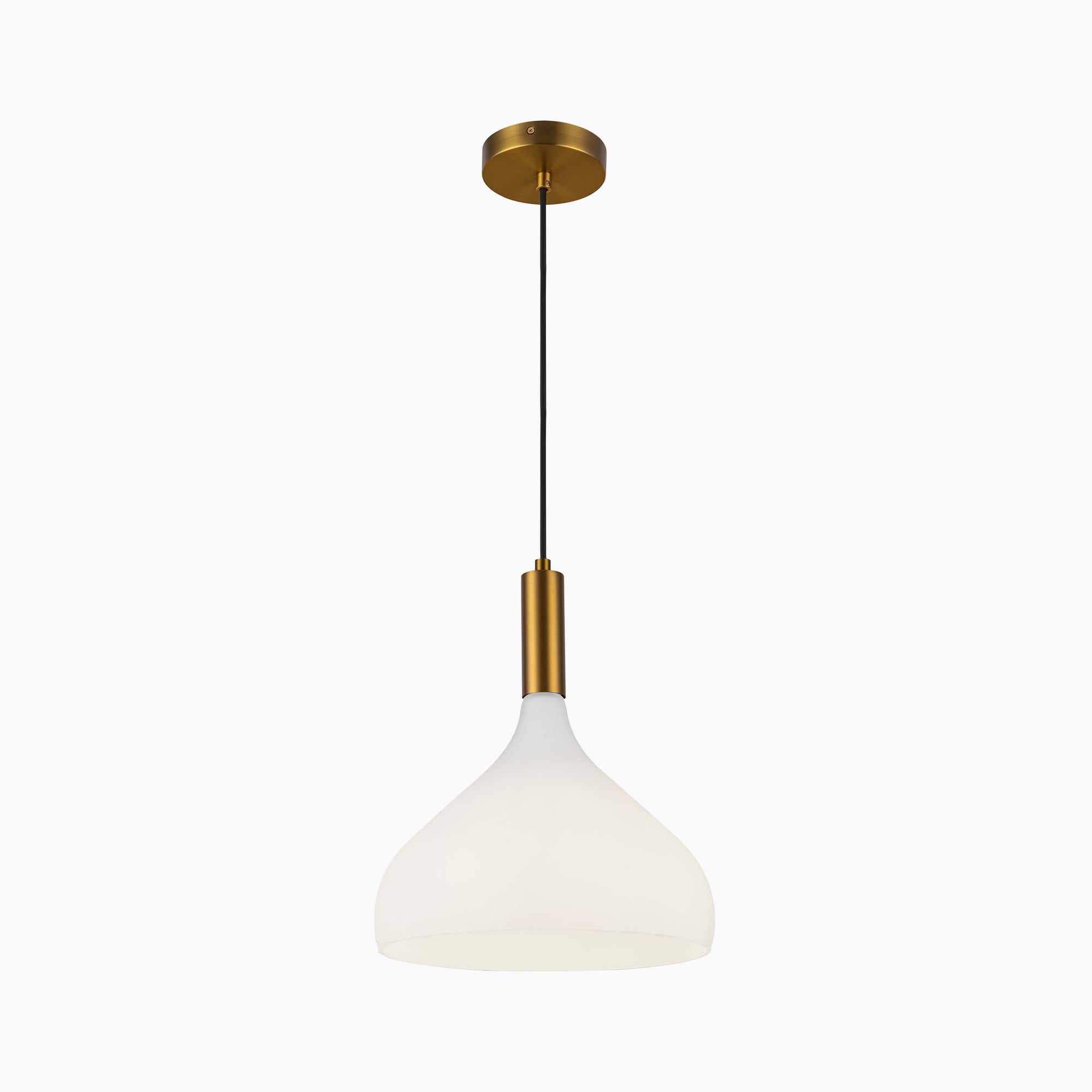 Hopkins 12" 1 Light Pendant in Aged Gold/Opal Glass
