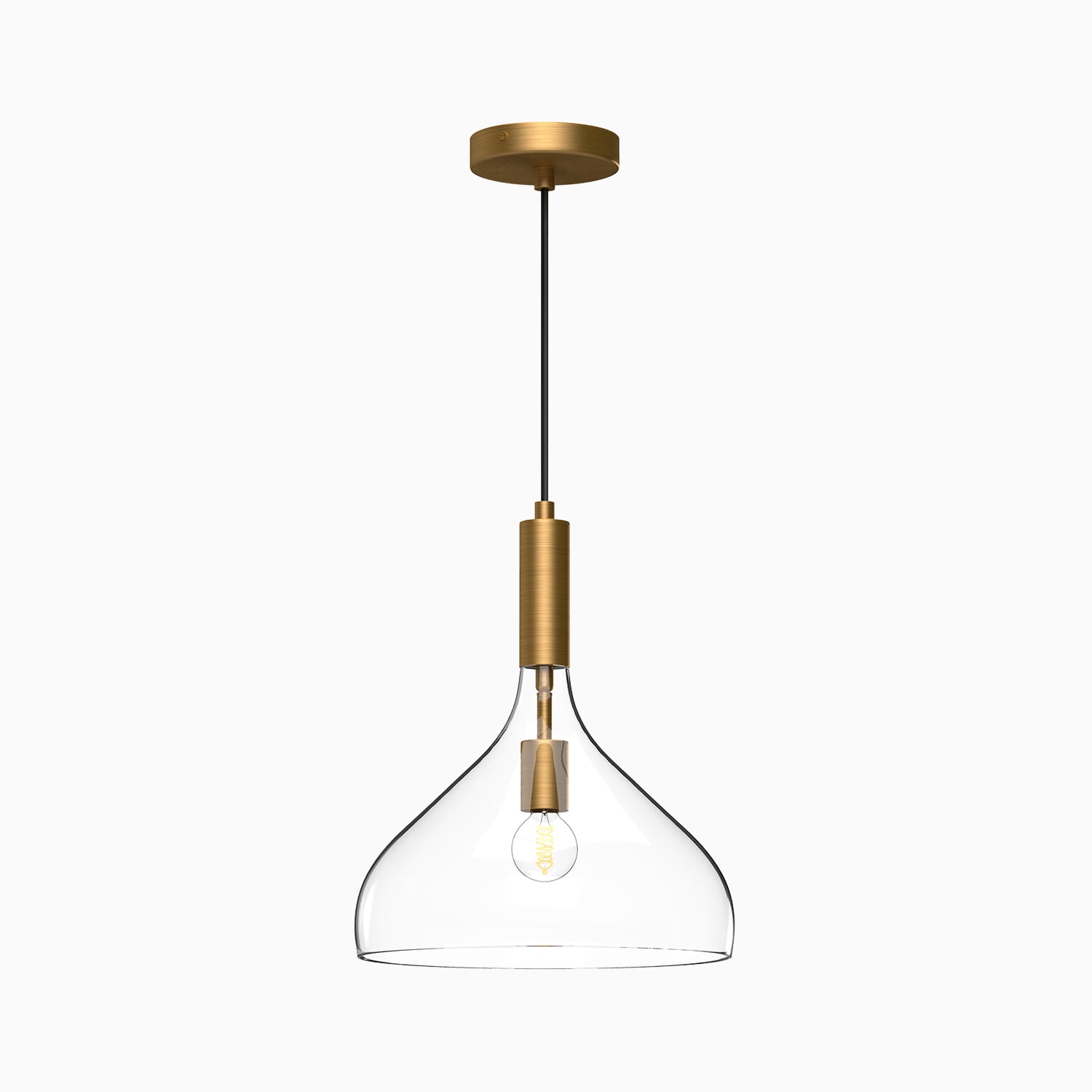 Hopkins 12" 1 Light Pendant in Aged Gold/Clear Glass