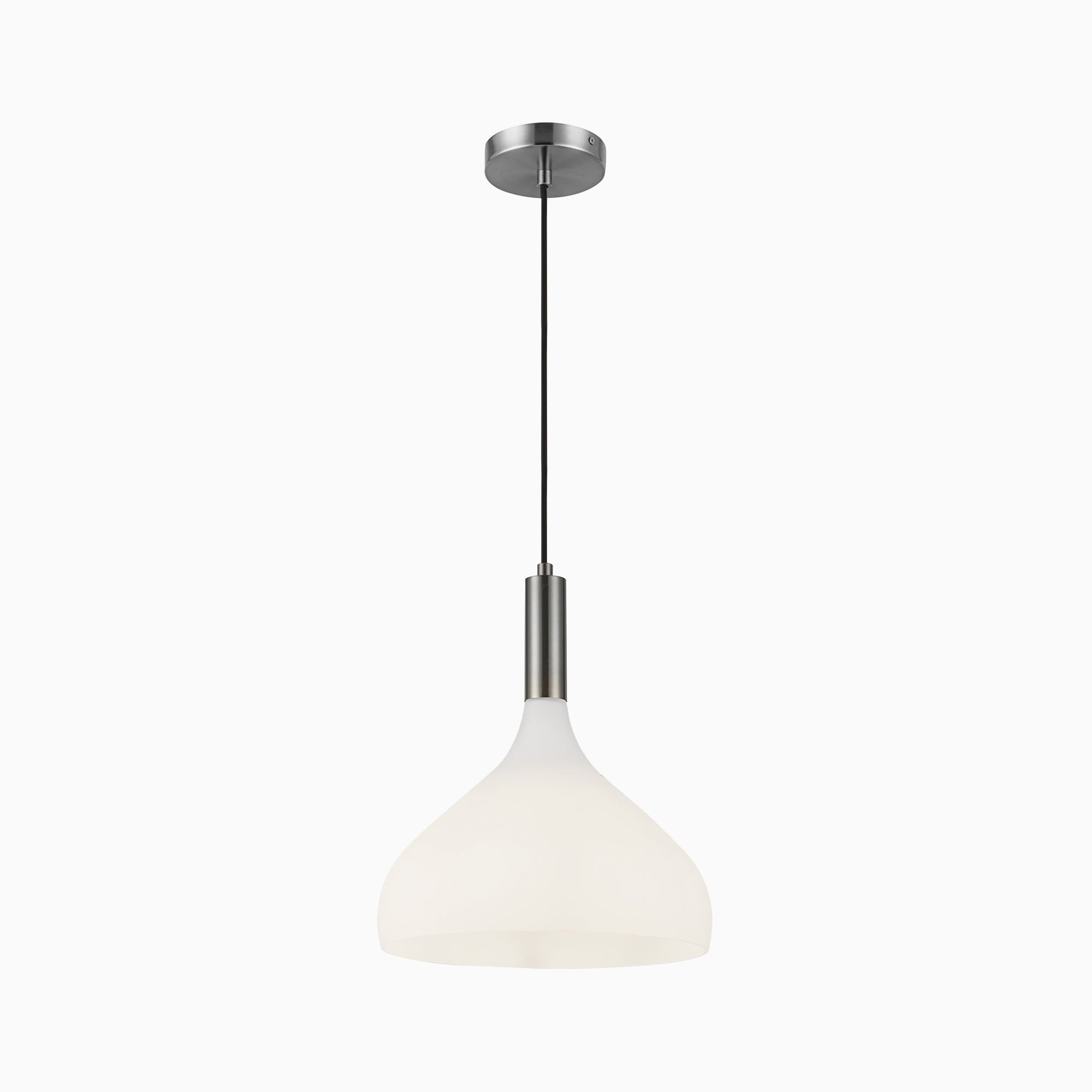 Hopkins 12" 1 Light Pendant in Brushed Nickel/Opal Glass