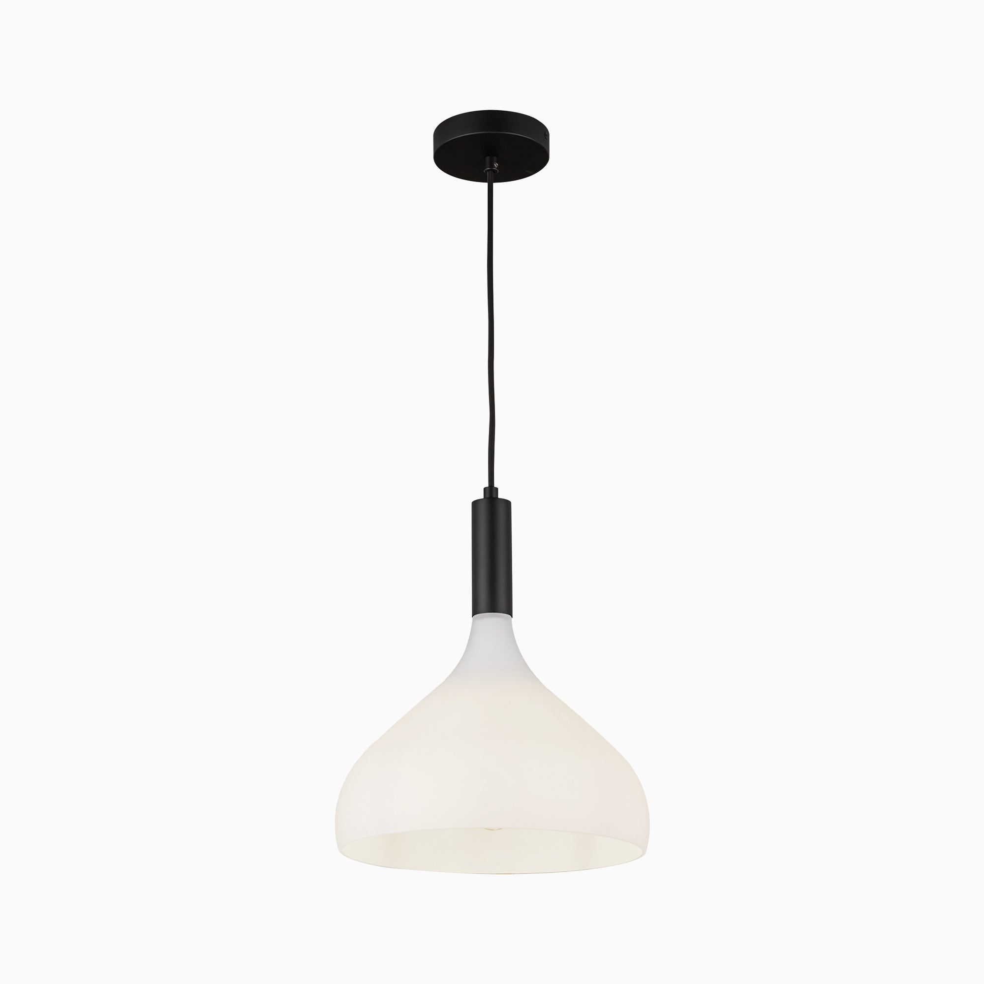 Hopkins 12" 1 Light Pendant in Matte Black/Opal Glass