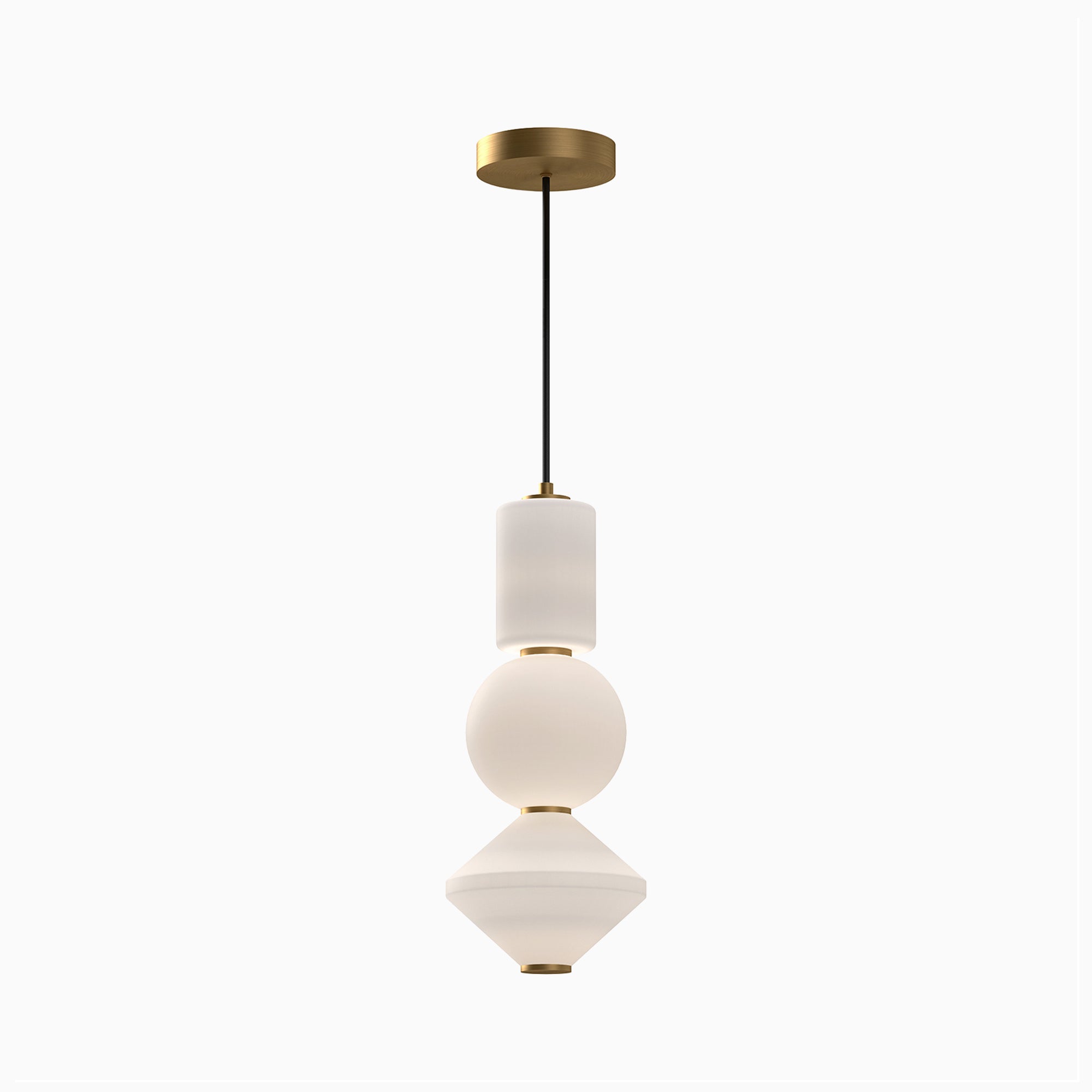 Sadie 8" LED Pendant in Aged Gold/Opal Matte Glass, Universal Voltage