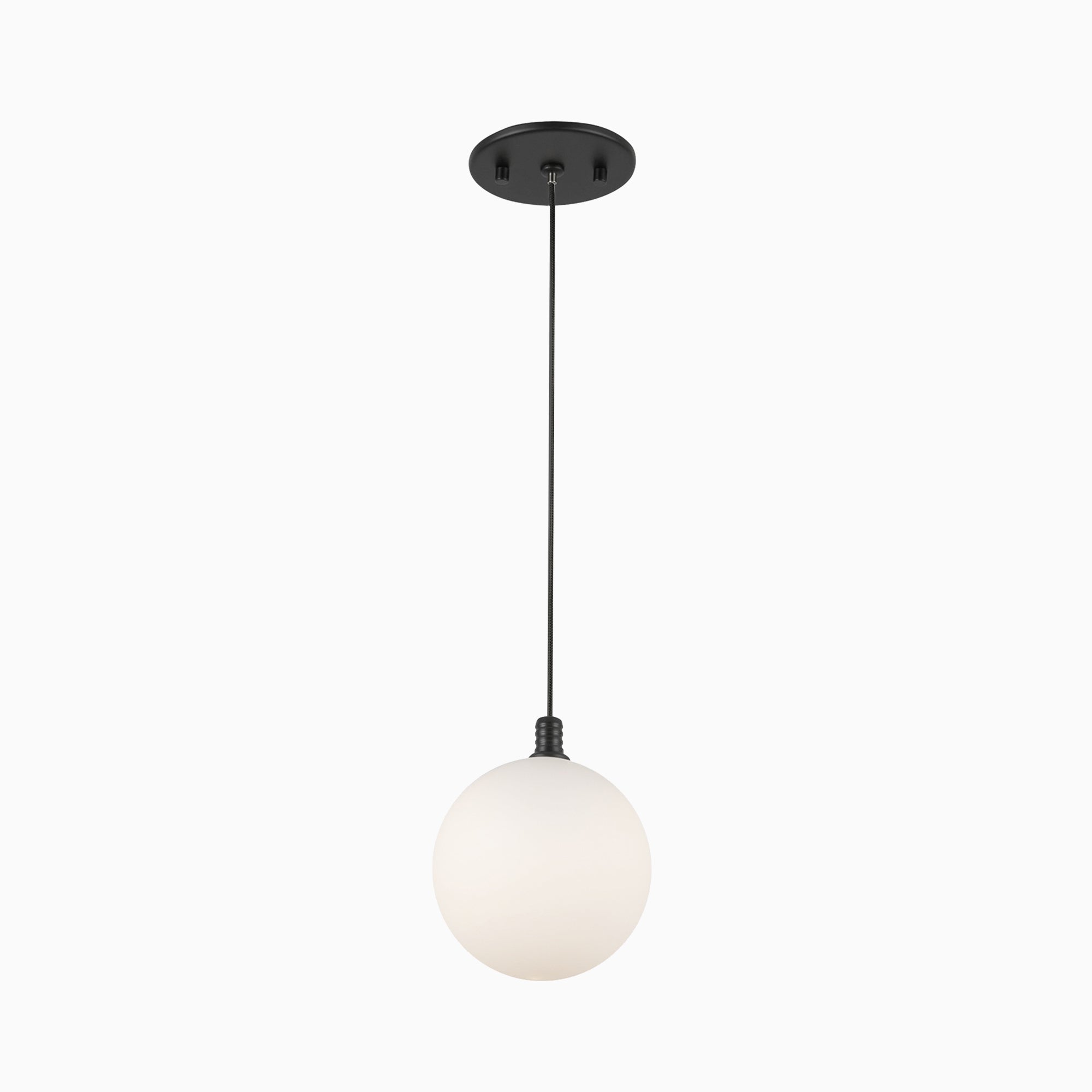 Renee 6" LED Pendant in Black/Opal Glass