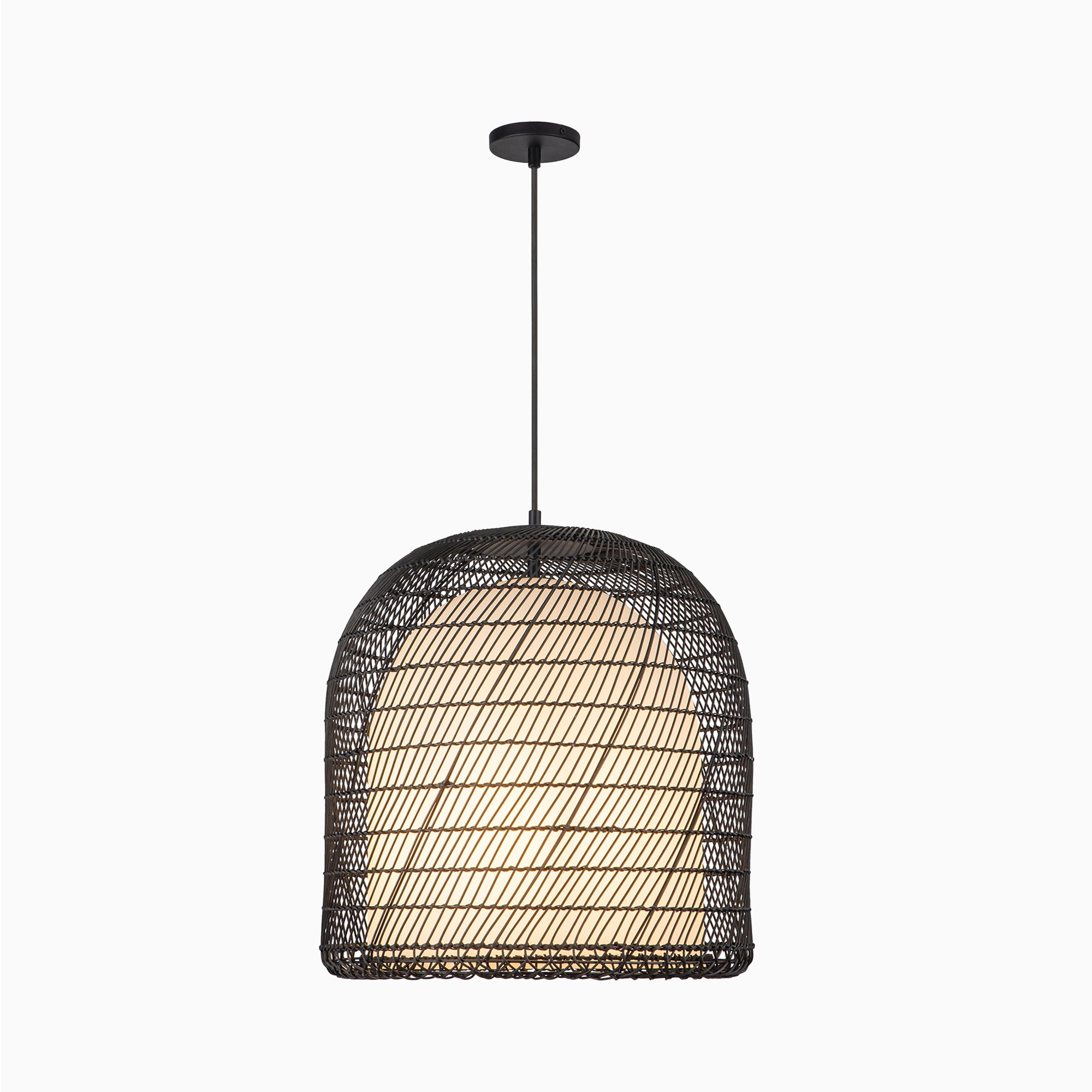 Finch 20" 1 Light Pendant in Matte Black/Opal Glass