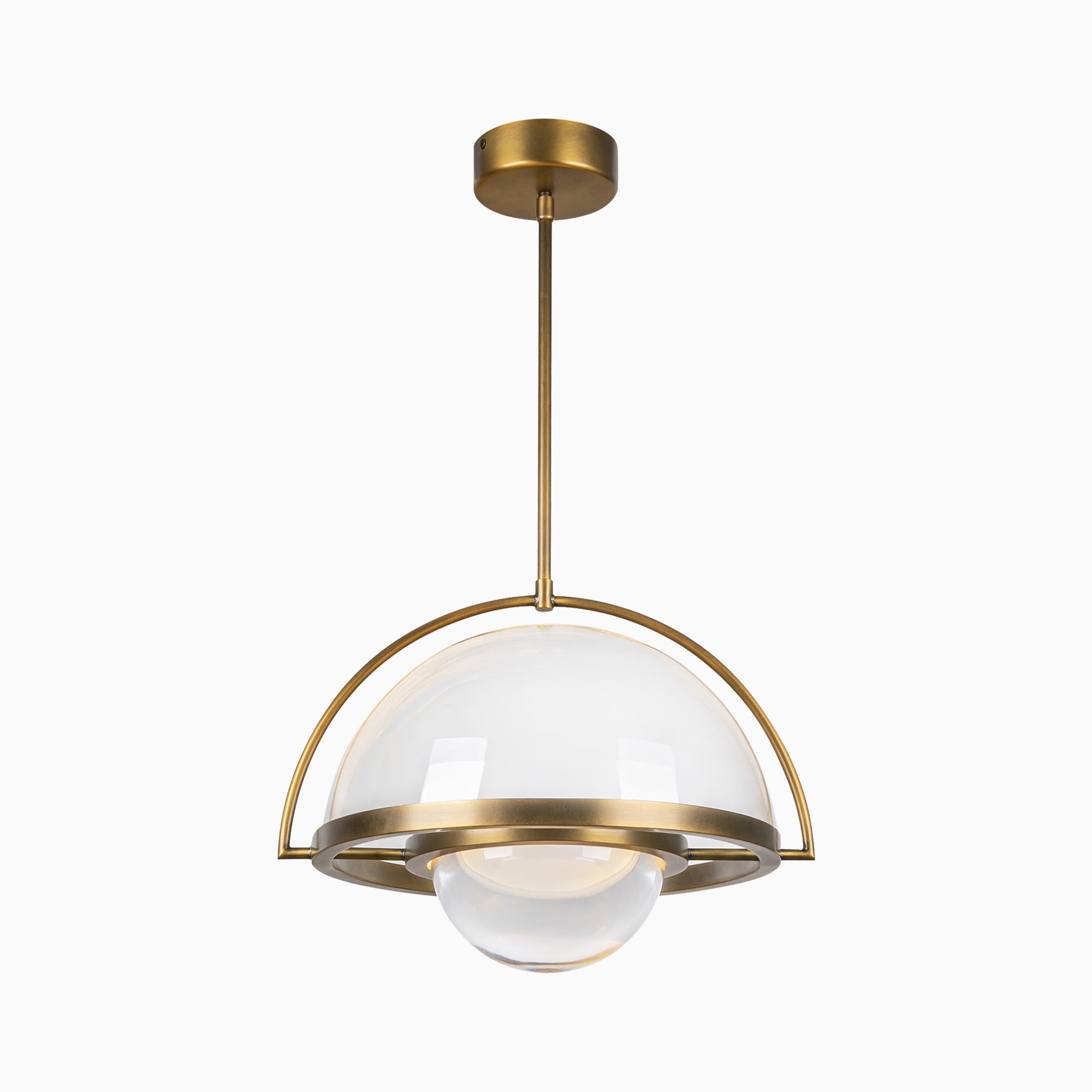 Zackary 14" LED Pendant in Vintage Brass, Universal Voltage