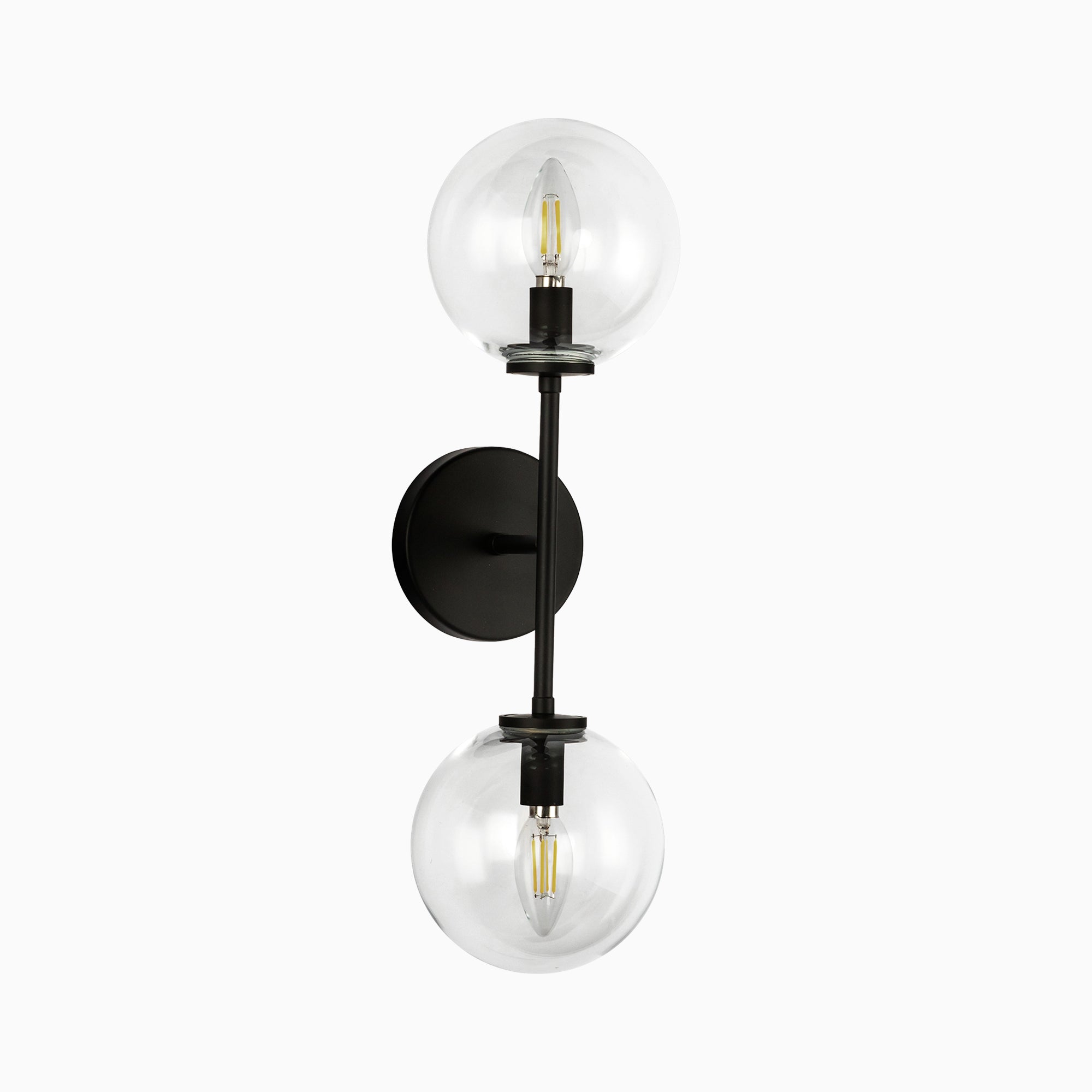 Hailey 20" 2 Lights Wall/Vanity Light in Matte Black/Clear Glass