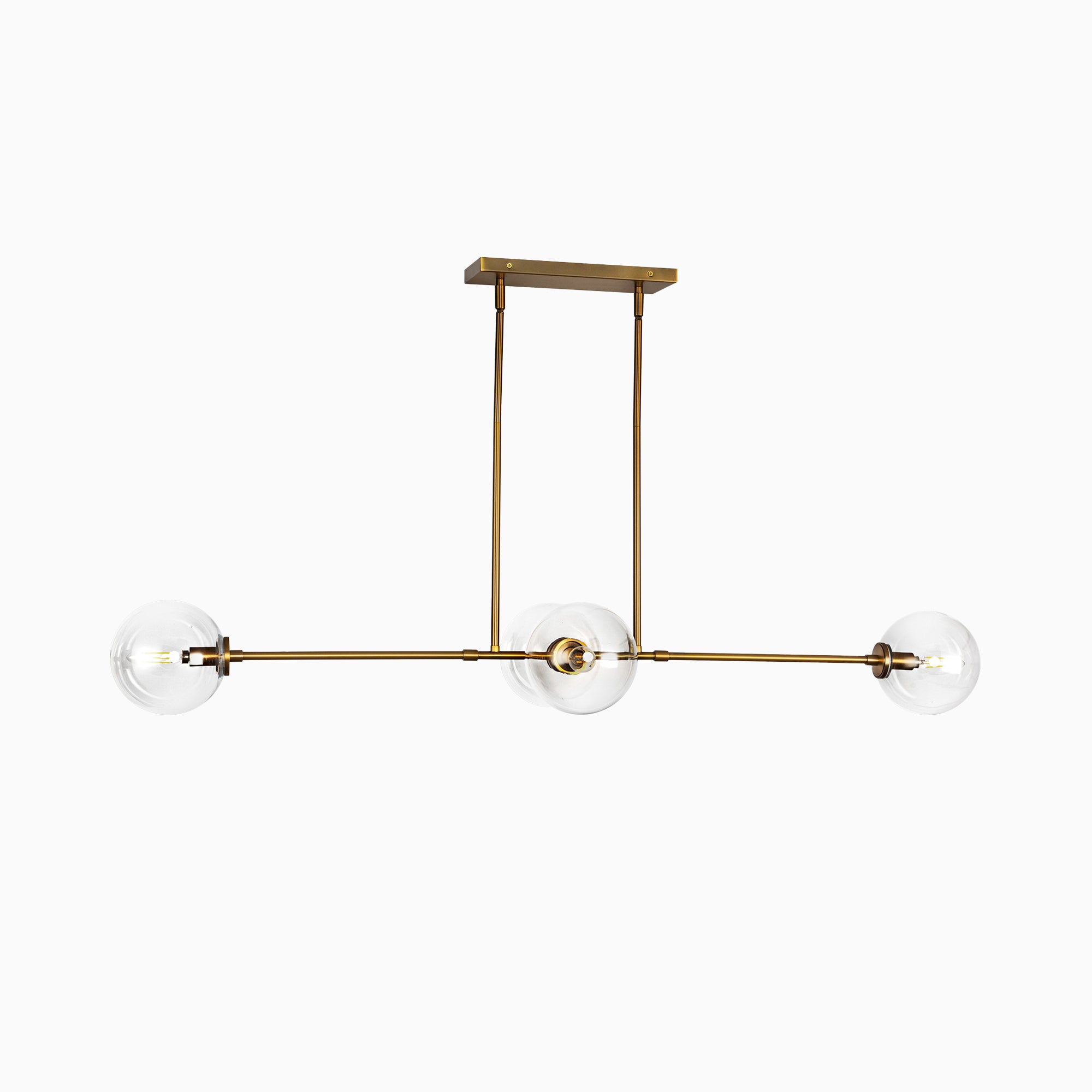 Hailey 48" 4 Lights Linear Pendant in Aged Gold/Clear Glass