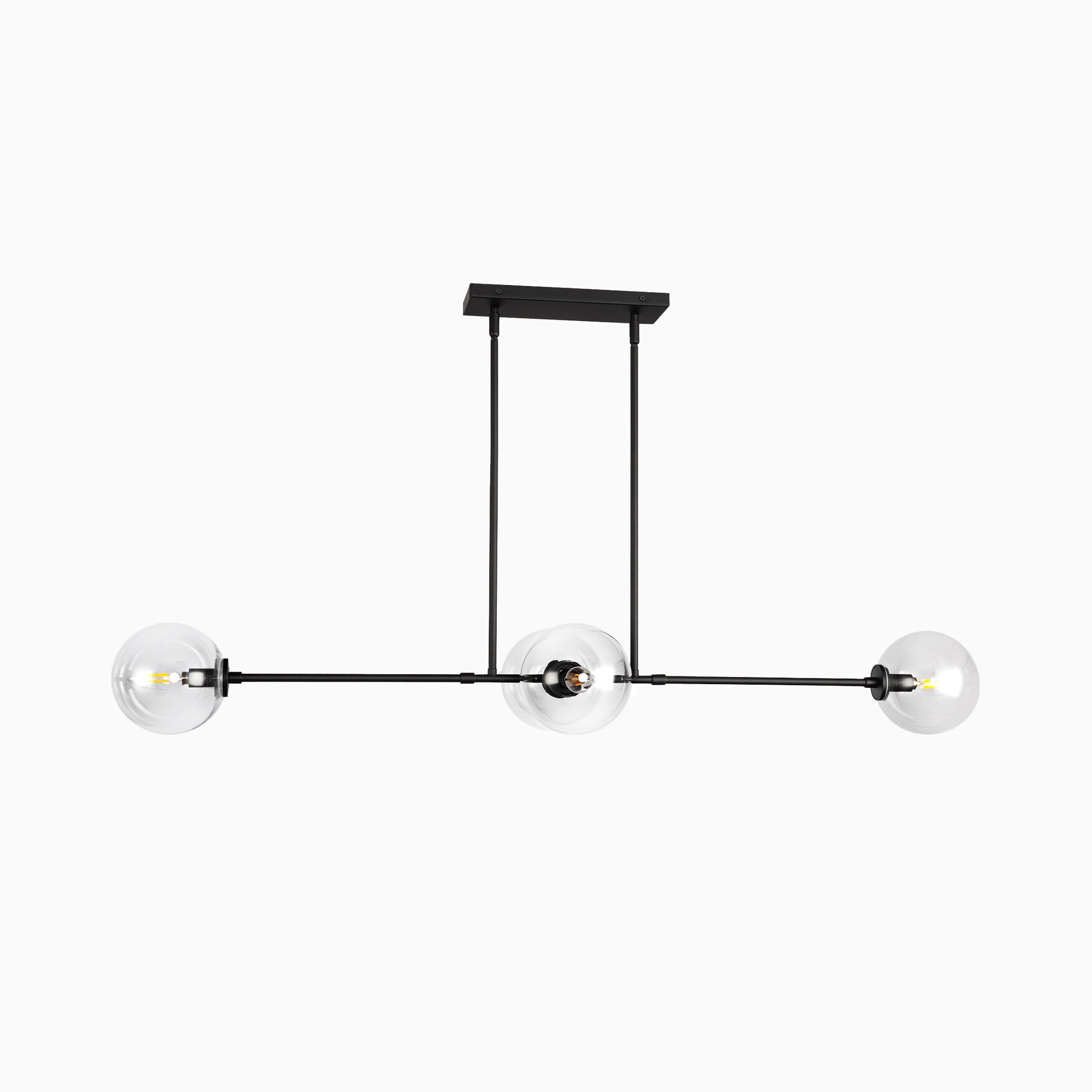 Hailey 48" 4 Lights Linear Pendant in Matte Black/Clear Glass
