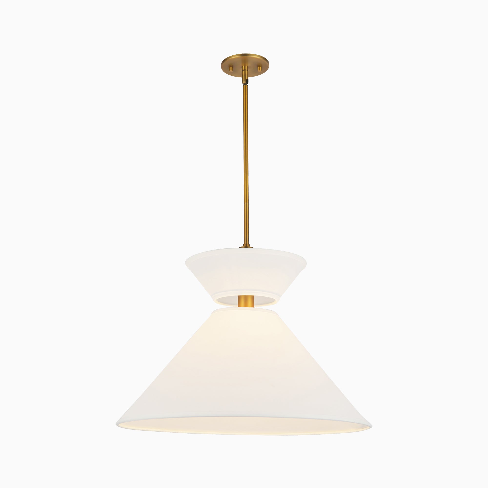 Cassie 22" 1 Light Pendant in Aged Gold/White Linen