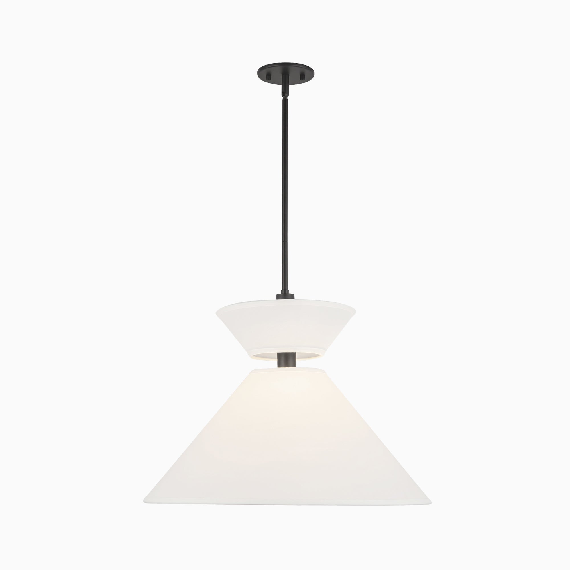 Cassie 22" 1 Light Pendant in Matte Black/White Linen