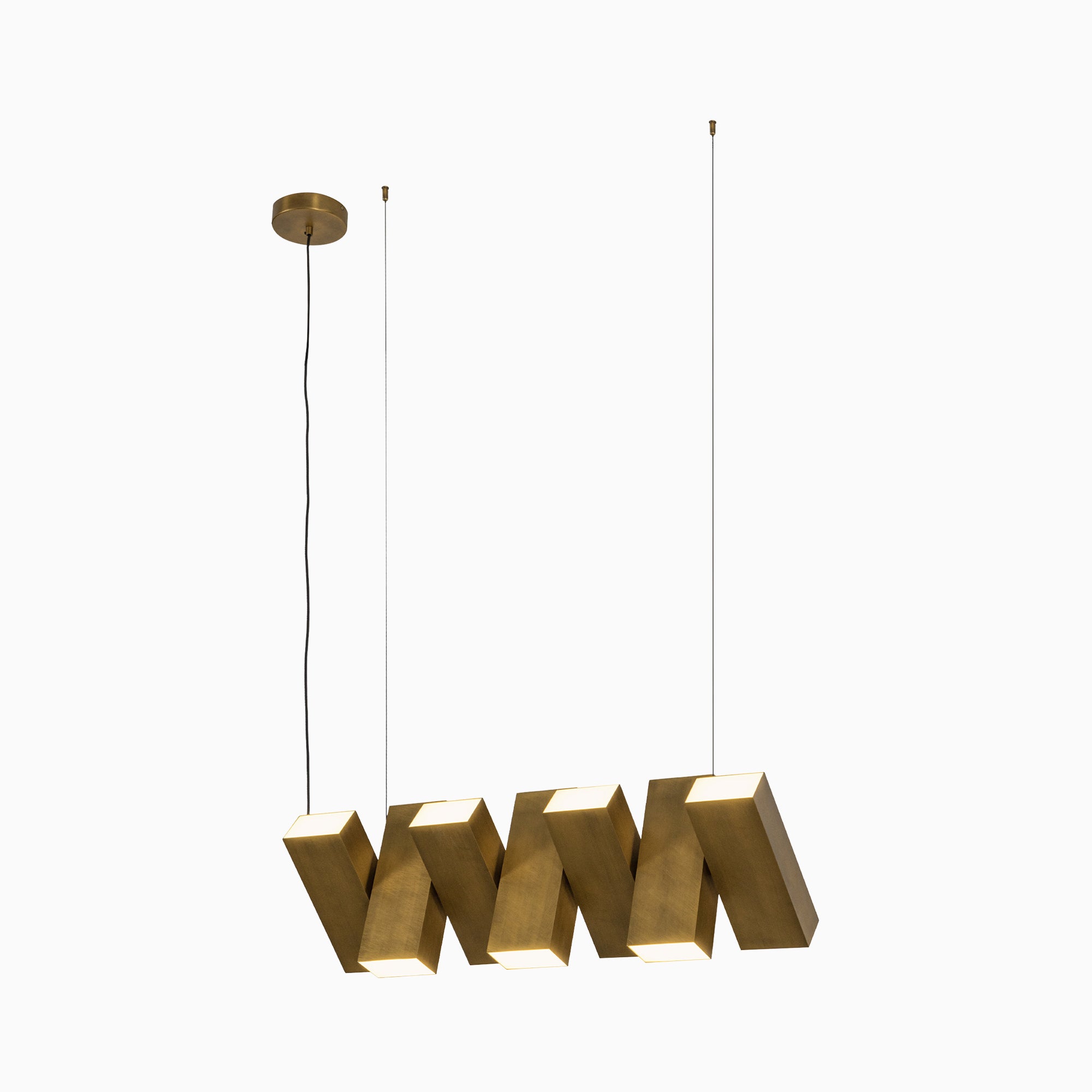 Jenkins 35" LED Linear Pendant in Vintage Brass, Universal Voltage