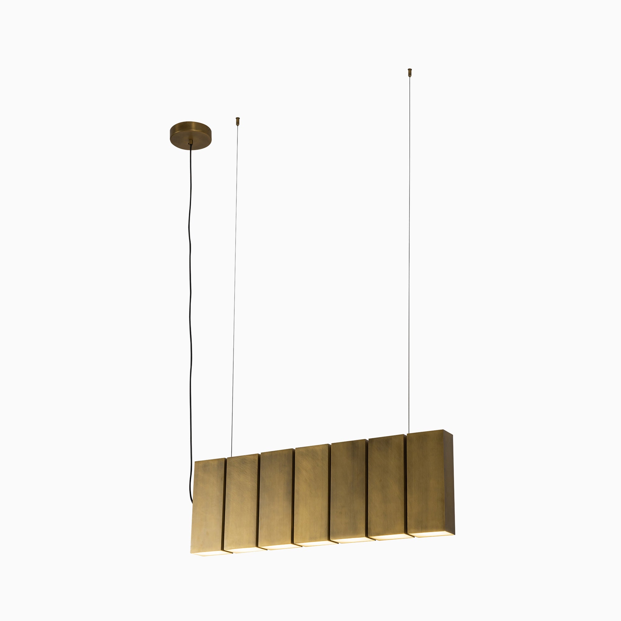 Jenkins 35" LED Linear Pendant in Vintage Brass, Universal Voltage
