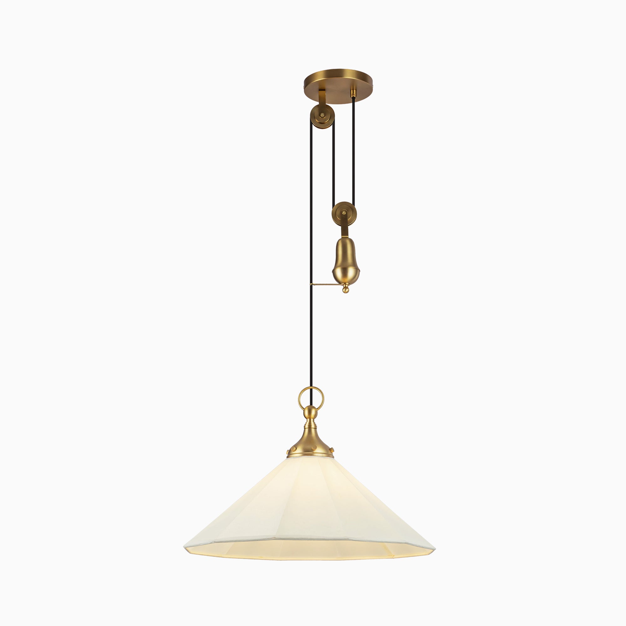Jill 20" Socket Pendant in Brushed Gold/White Linen