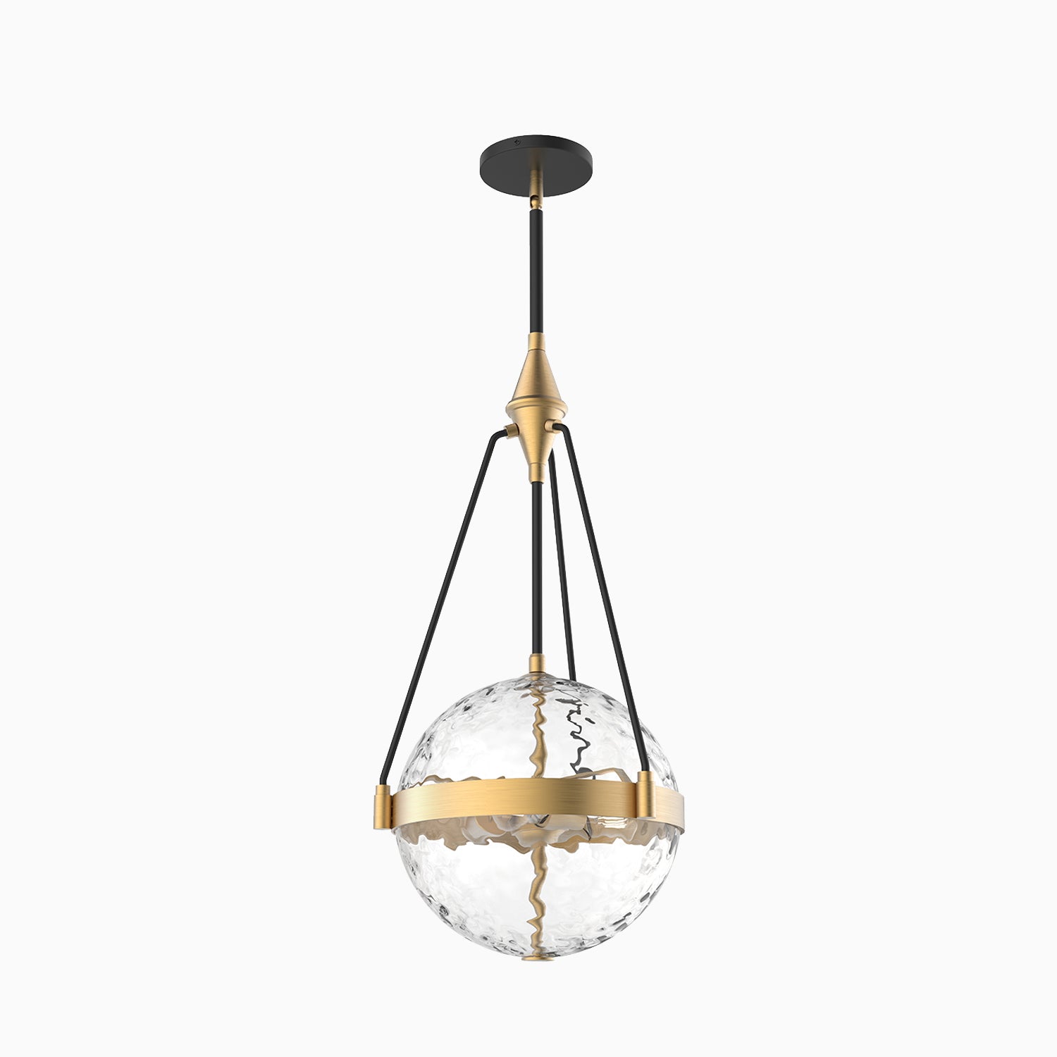 Jeremy 14" 3 Lights Pendant in Brushed Gold/Clear Water Glass