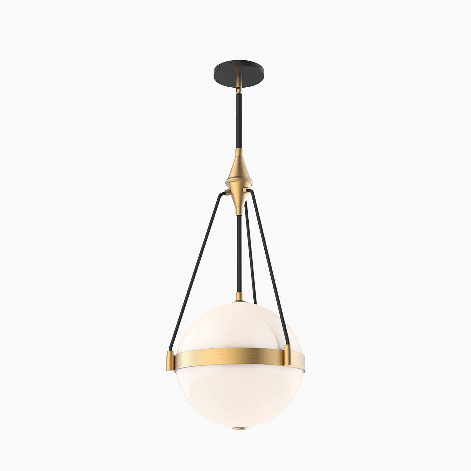 Jeremy 14" 3 Lights Pendant in Brushed Gold/Glossy Opal Glass