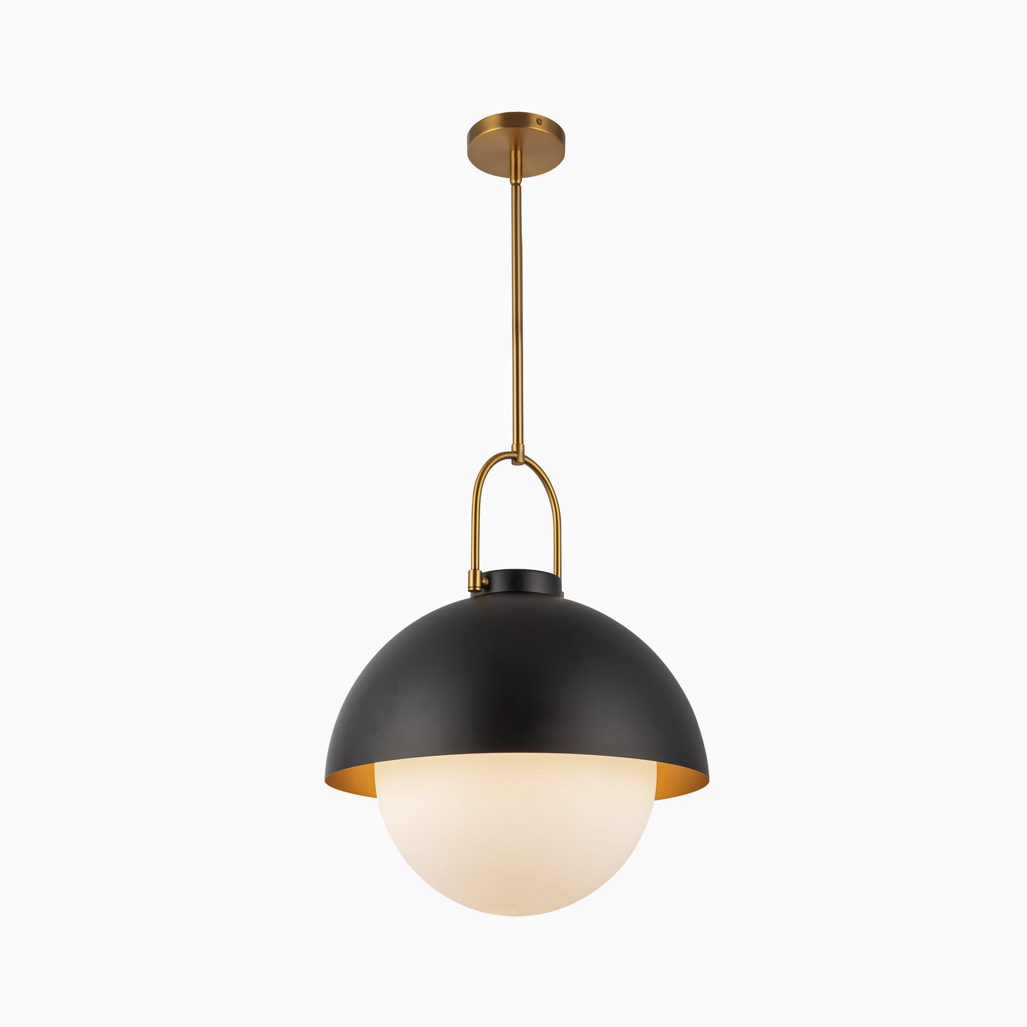 Kealy 16" 1 Light Pendant in Matte Black/Opal Matte Glass