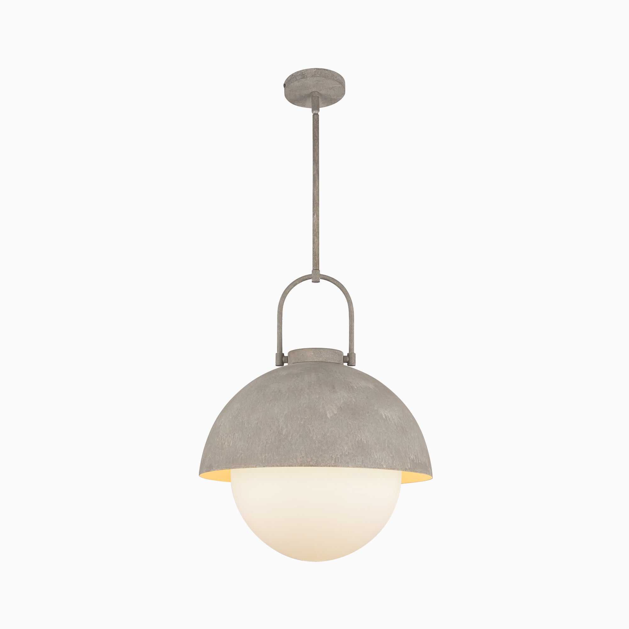 Kealy 16" 1 Light Pendant with Steel Shade/Opal Matte Glass