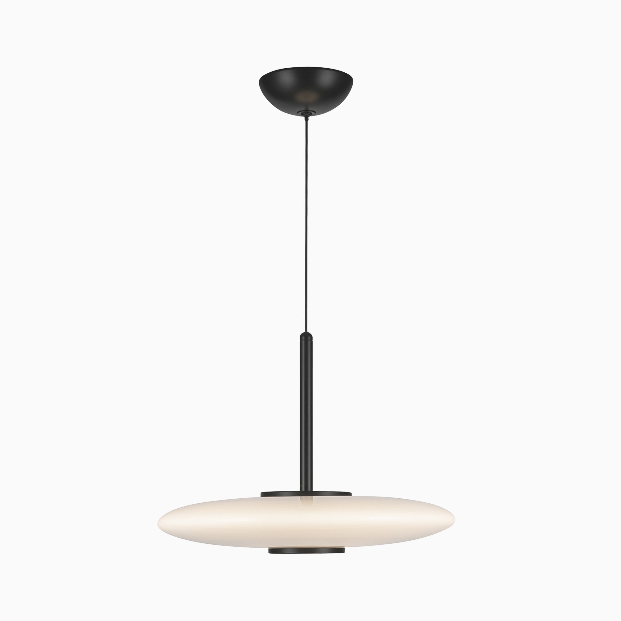 Adler 17" LED Pendant in Black/Glossy Opal Glass, Universal Voltage