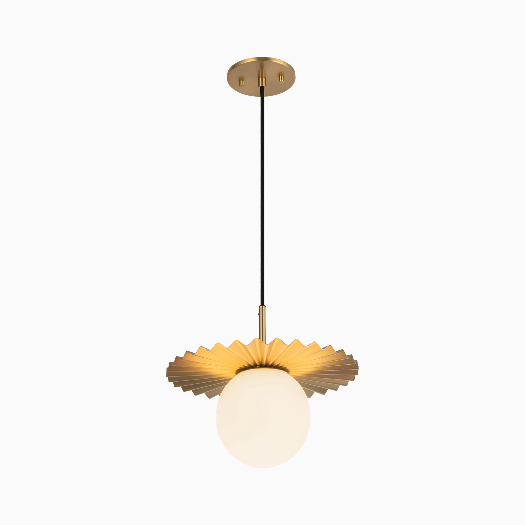 Priya 12" 1 Light Pendant in Brushed Gold/Opal Matte Glass