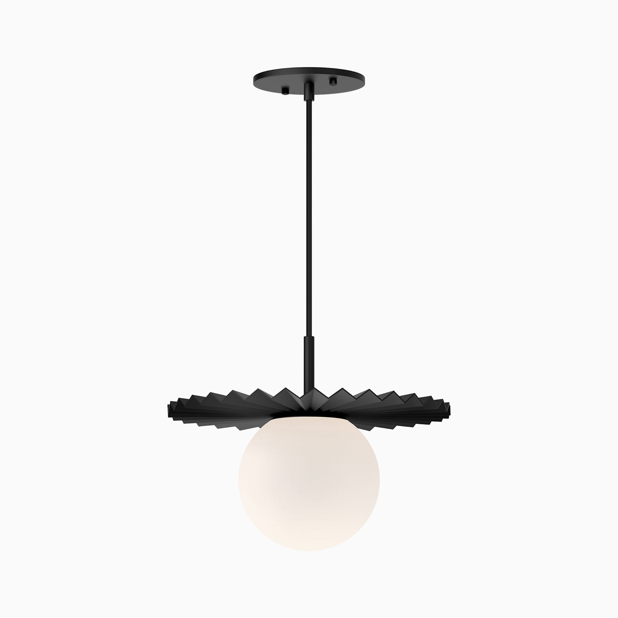 Priya 12" 1 Light Pendant in Matte Black/Opal Matte Glass