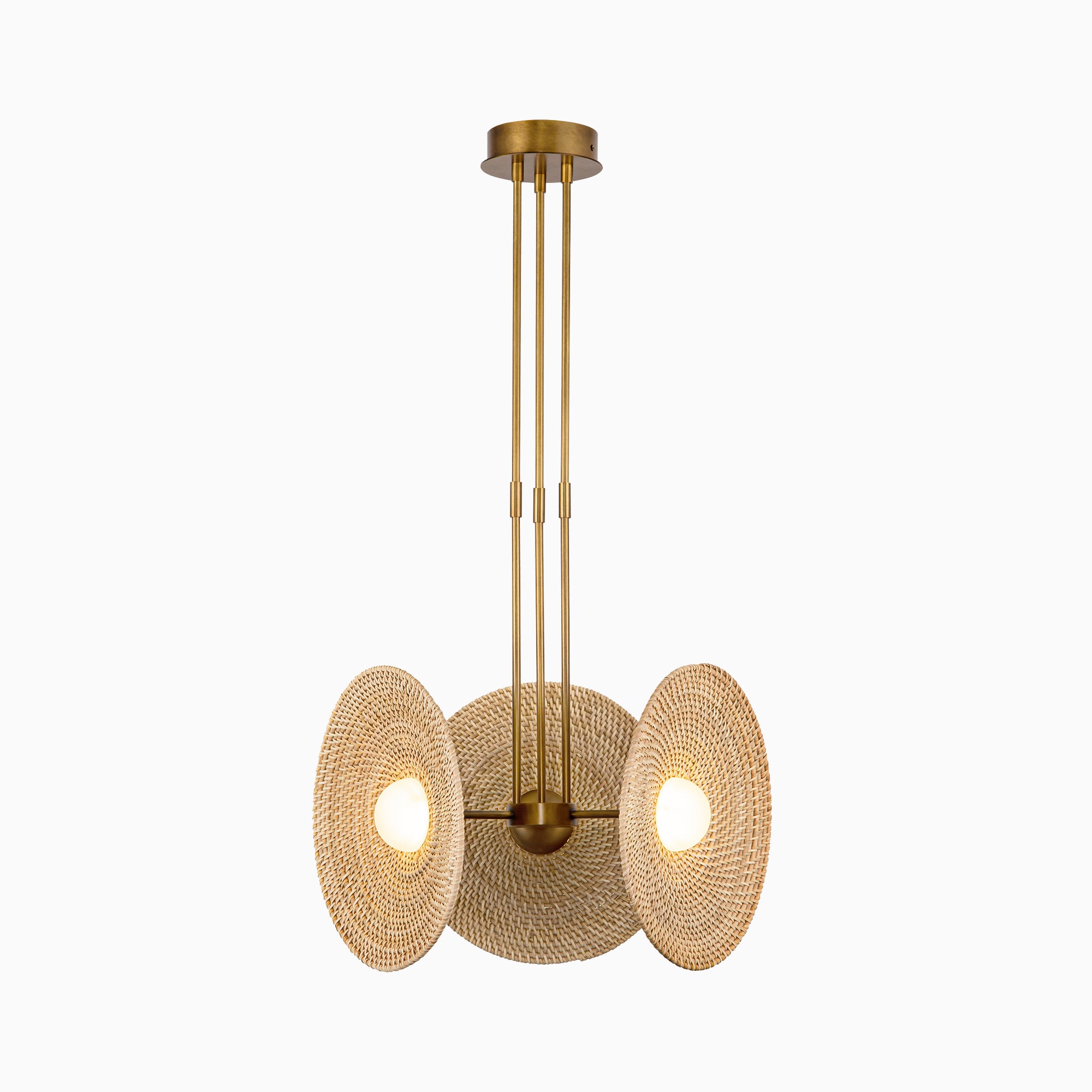 Lumira 18" LED Pendant in Vintage Brass/Woven