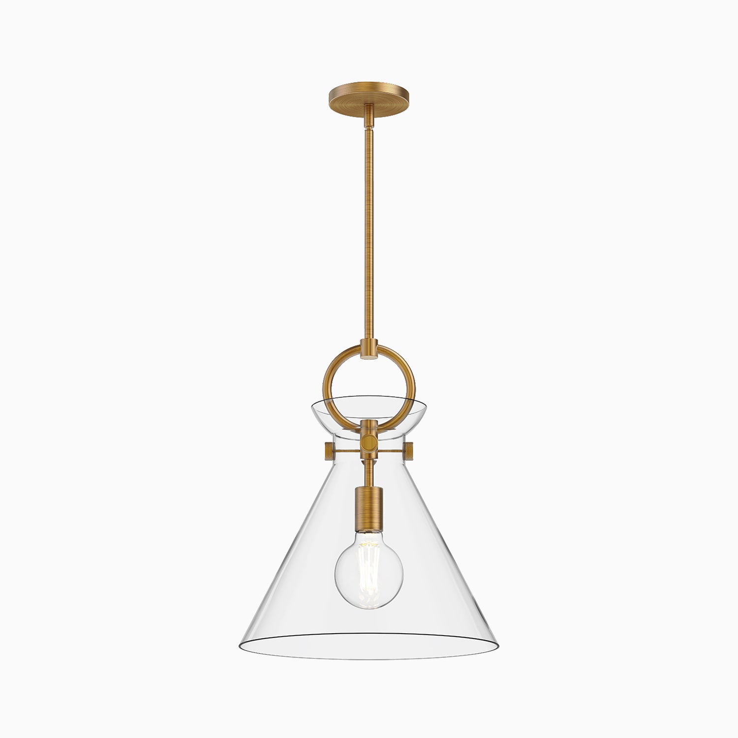 Brennan 14" 1 Light Pendant in Aged Gold/Clear