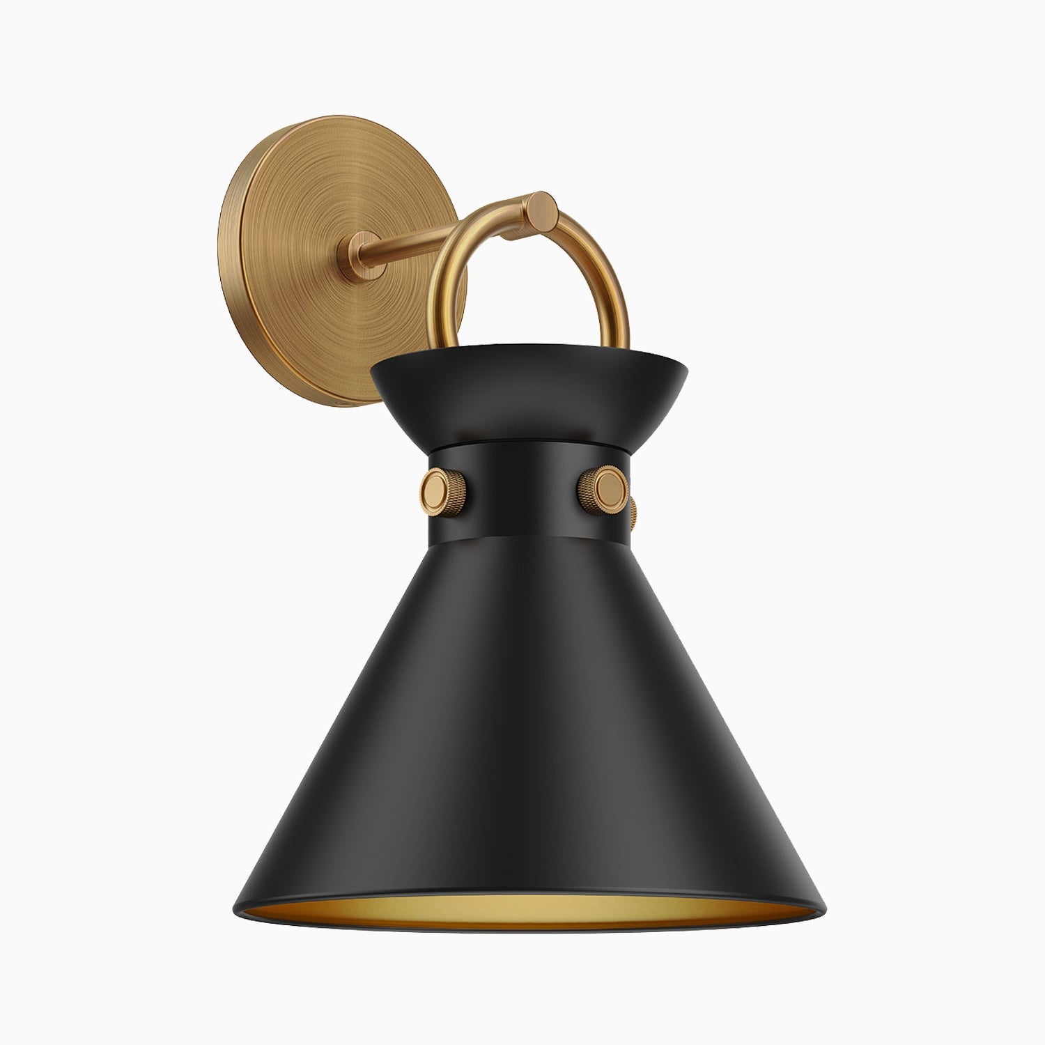 Brennan 9" 1 Light Wall/Vanity Light in Aged Gold/Matte Black