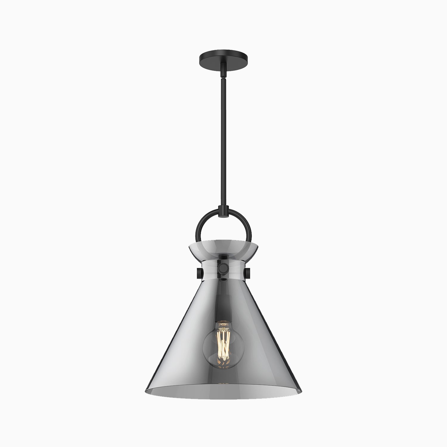 Brennan 14" 1 Light Pendant in Matte Black/Smoked